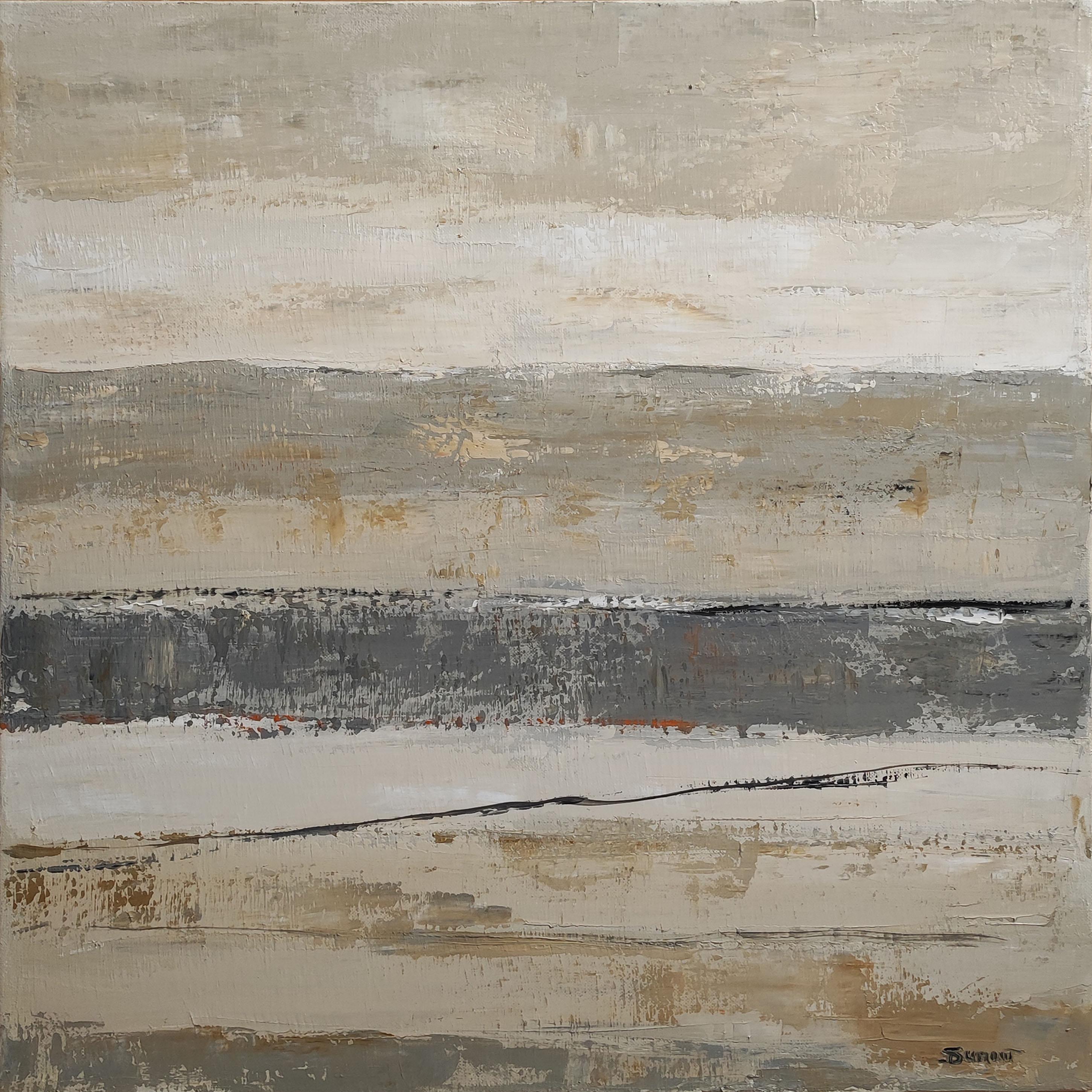 Accalmie è un'opera che cattura l'essenza stessa della calma e della tranquillità. Questo dipinto, realizzato a olio su tela di lino, emana una serenità palpabile grazie a una sottile tavolozza di toni neutri e rilassanti. Il formato quadrato di 60