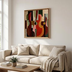 Accords interieurs, Contemporary Large Abstract Geometric Oil Paint, 34 x 34 in