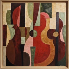 Accords interieurs, Contemporary Large Abstract Geometric Oil Paint, 34 x 34 in