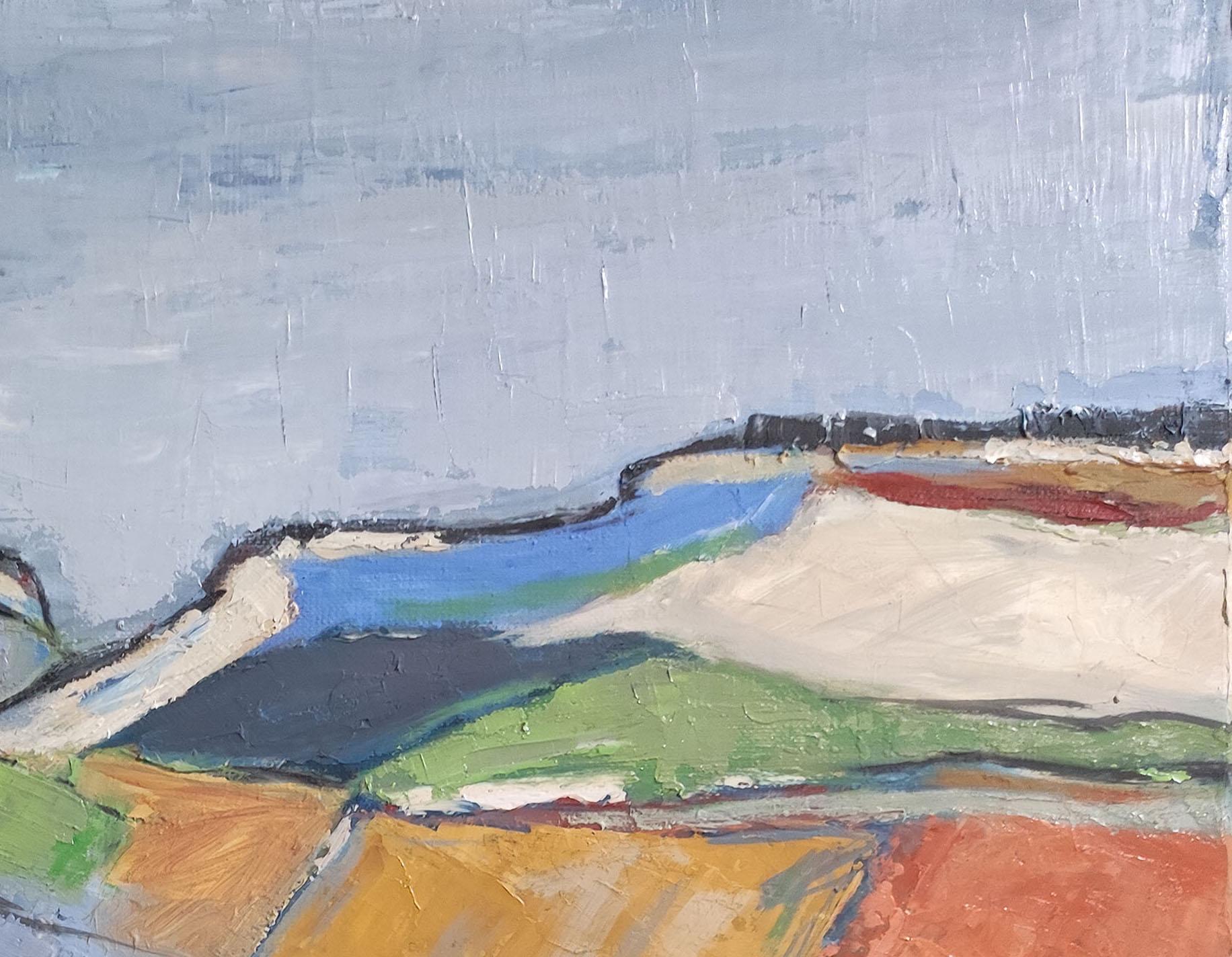 Agros, paysage abstrait, texturé, France, contemporain, multicolore, huile en vente 7