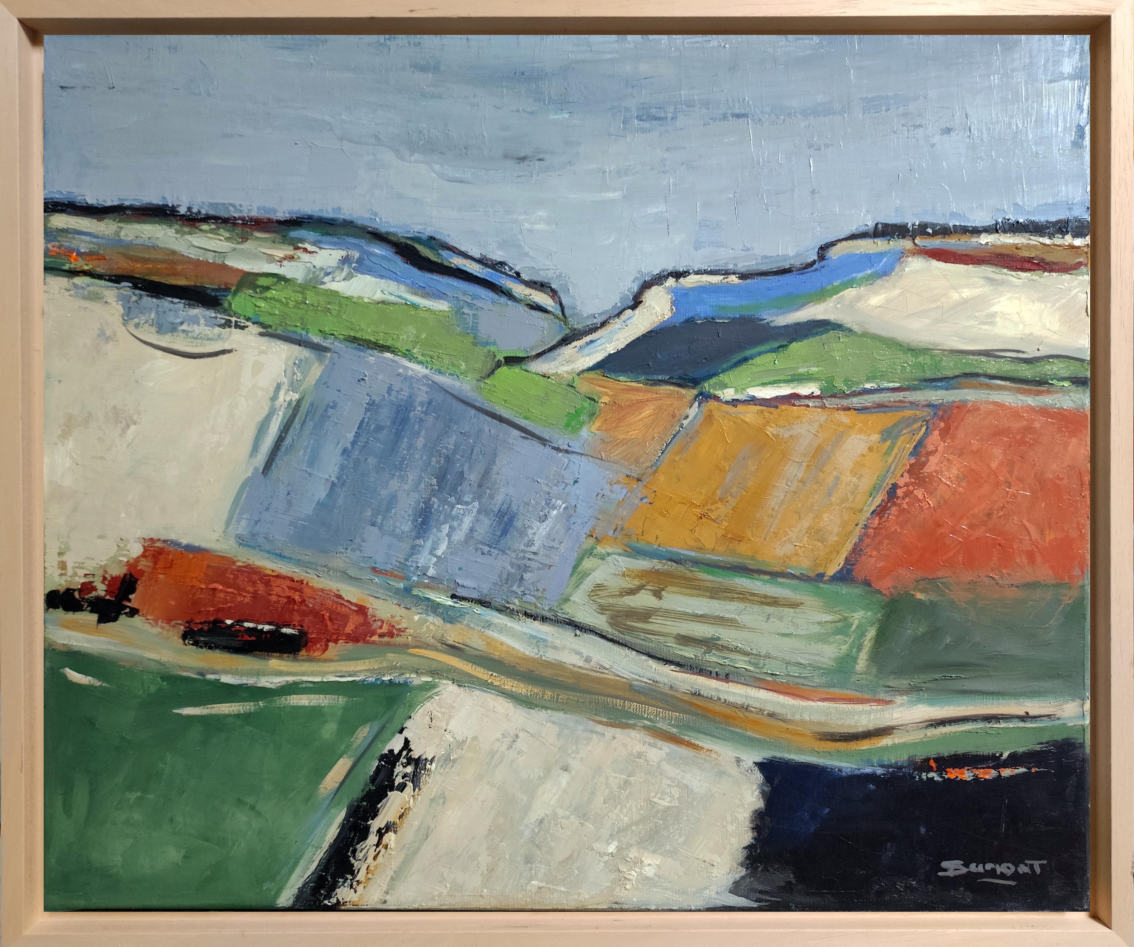 Abstract Painting SOPHIE DUMONT - Agros, paysage abstrait, texturé, France, contemporain, multicolore, huile