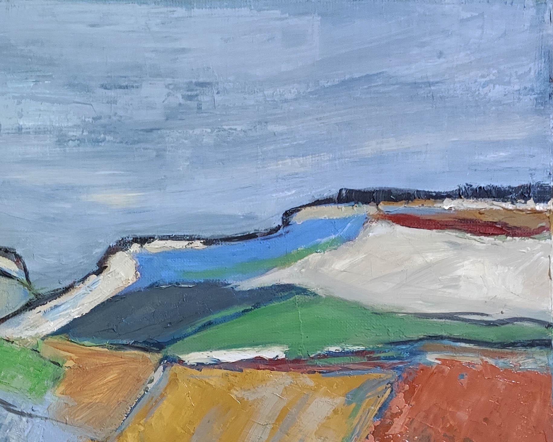 Agros, paysage abstrait, texturé, France, contemporain, multicolore, huile en vente 3