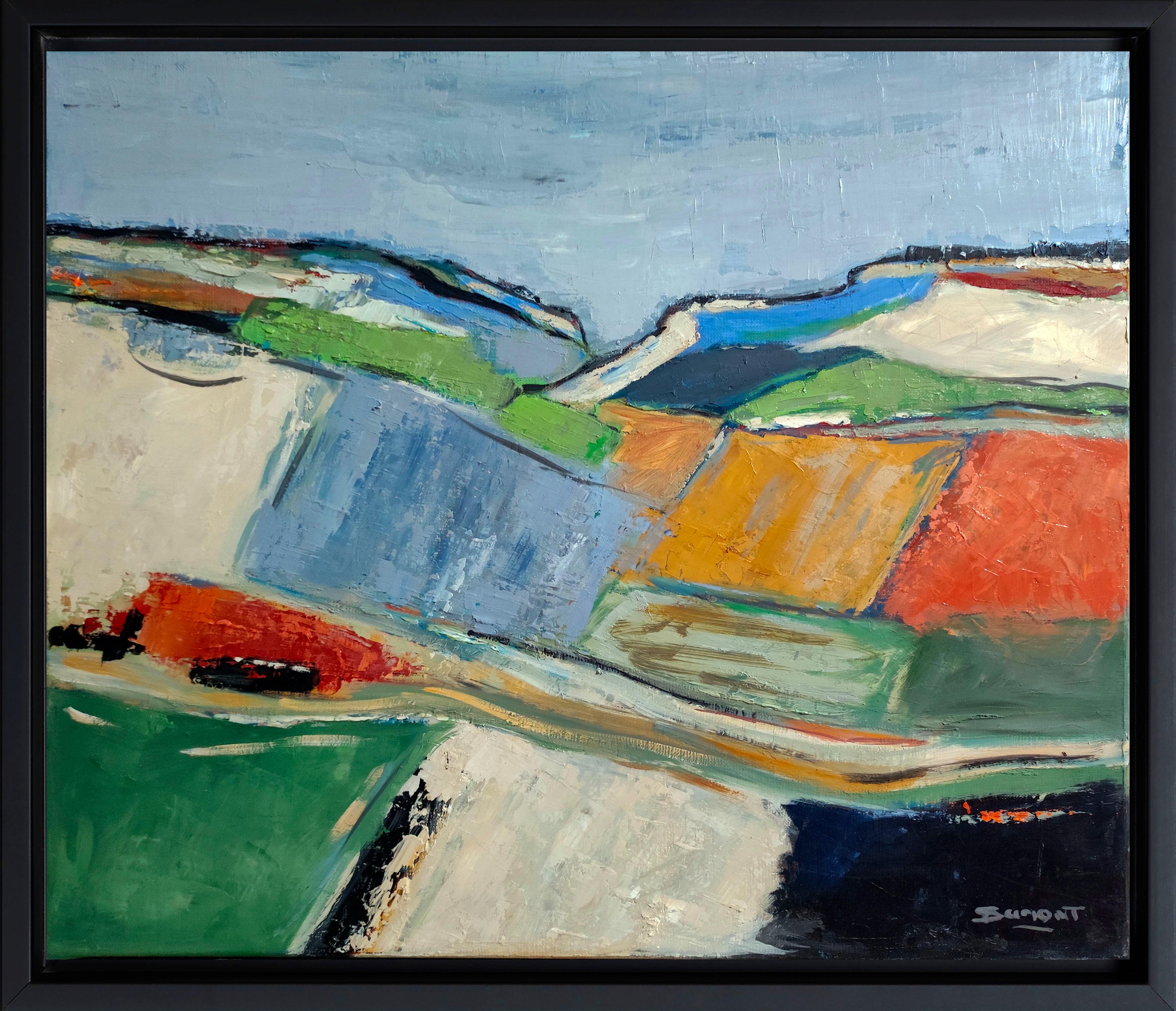 Agros, paysage abstrait, texturé, France, contemporain, multicolore, huile - Painting de SOPHIE DUMONT