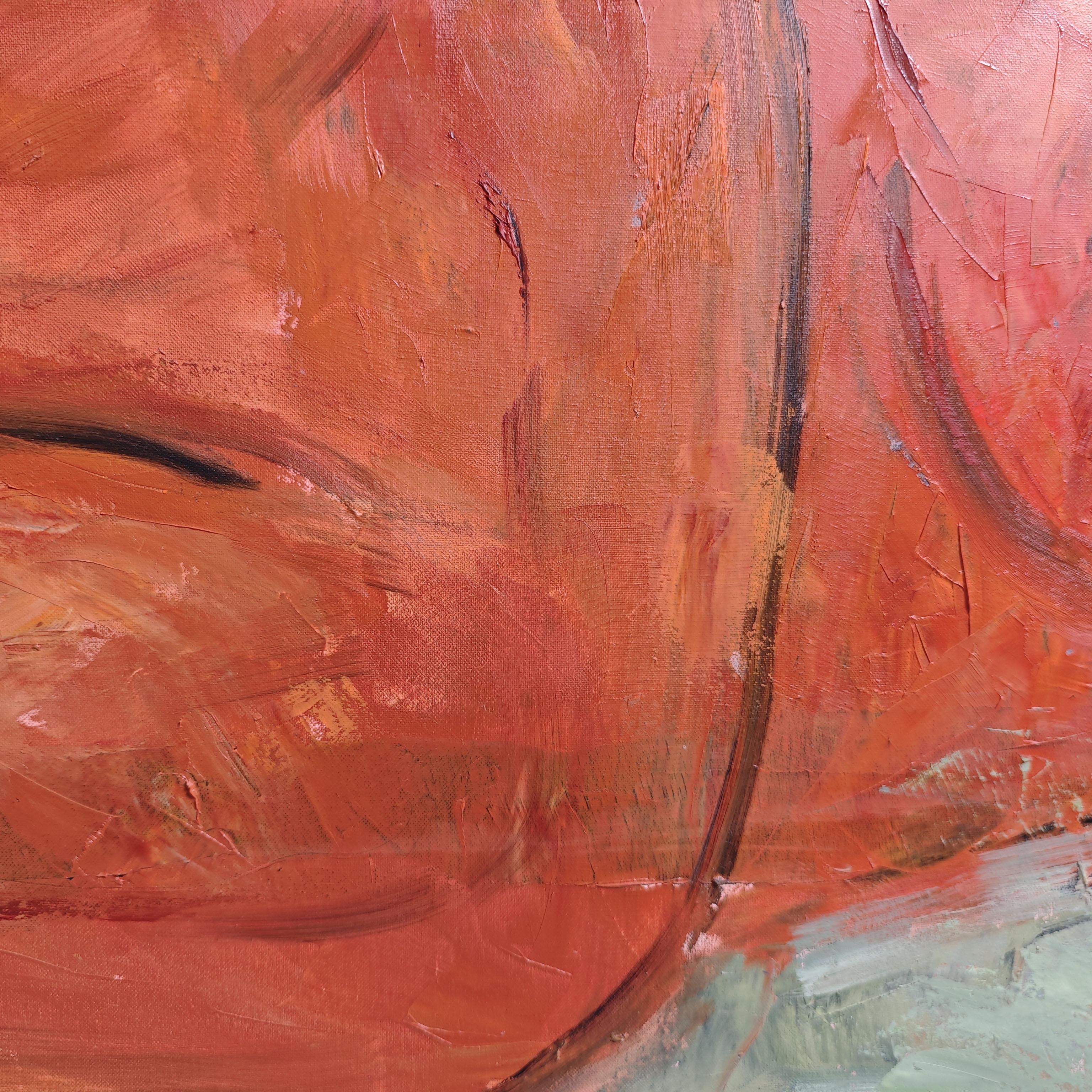Allegresse, Donna, olio su tela, Nudo astratto, Ispirazione fauvista, Moderno - Figurative Painting Marrone di SOPHIE DUMONT