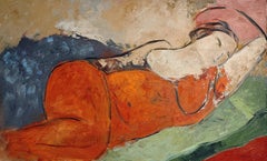 Allegresse, Female, oil on canvas, Abstract Nude, Fauvist Inspiration, Modern
