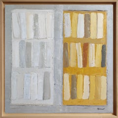 Bibliothèque abstraite jaune et blanche Amarillo, Expressionnisme, géométrique, moderne