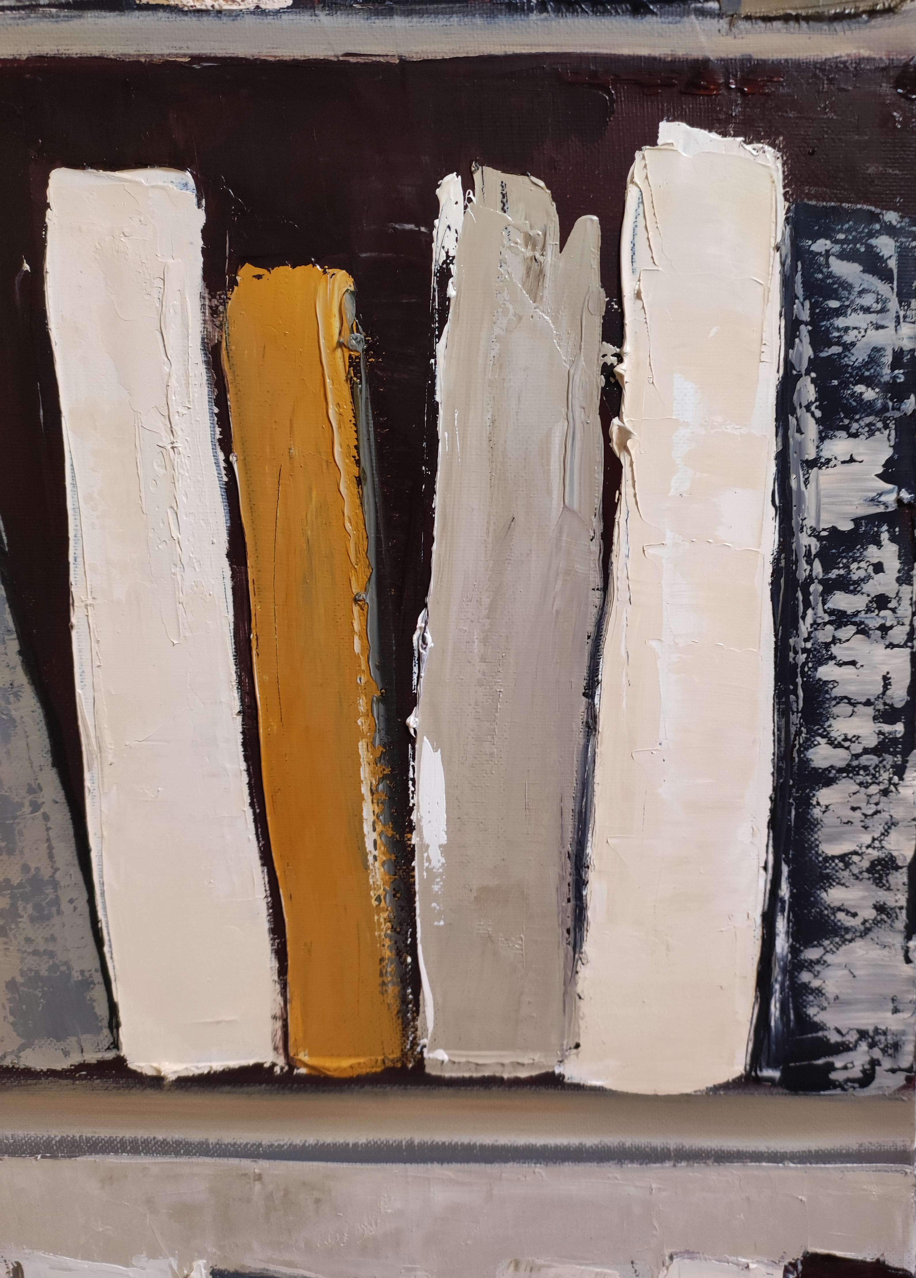 Architecture du livre, Abstract library geometric, textured, expressionism, gray For Sale 6