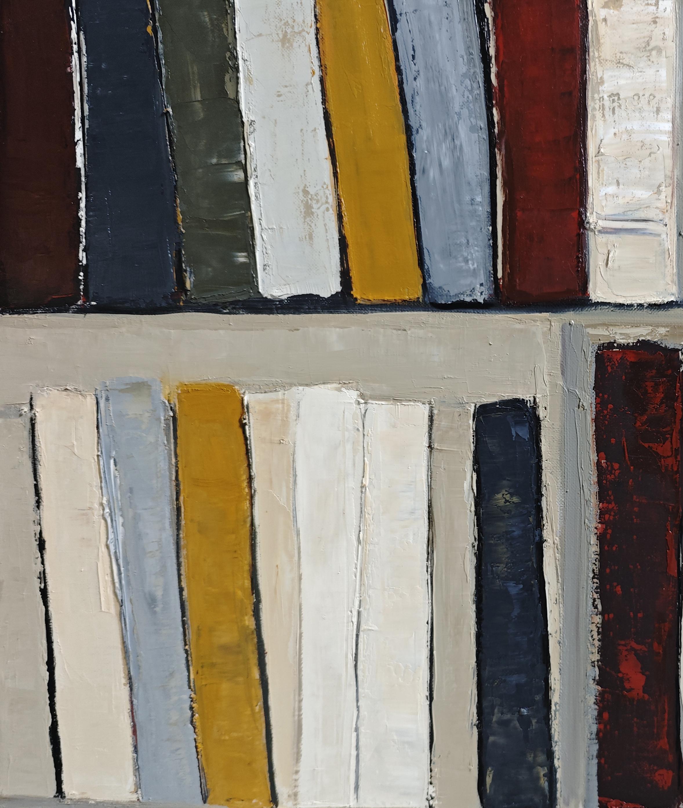 Architecture du livre, Abstract library geometric, textured, expressionism, gray For Sale 6