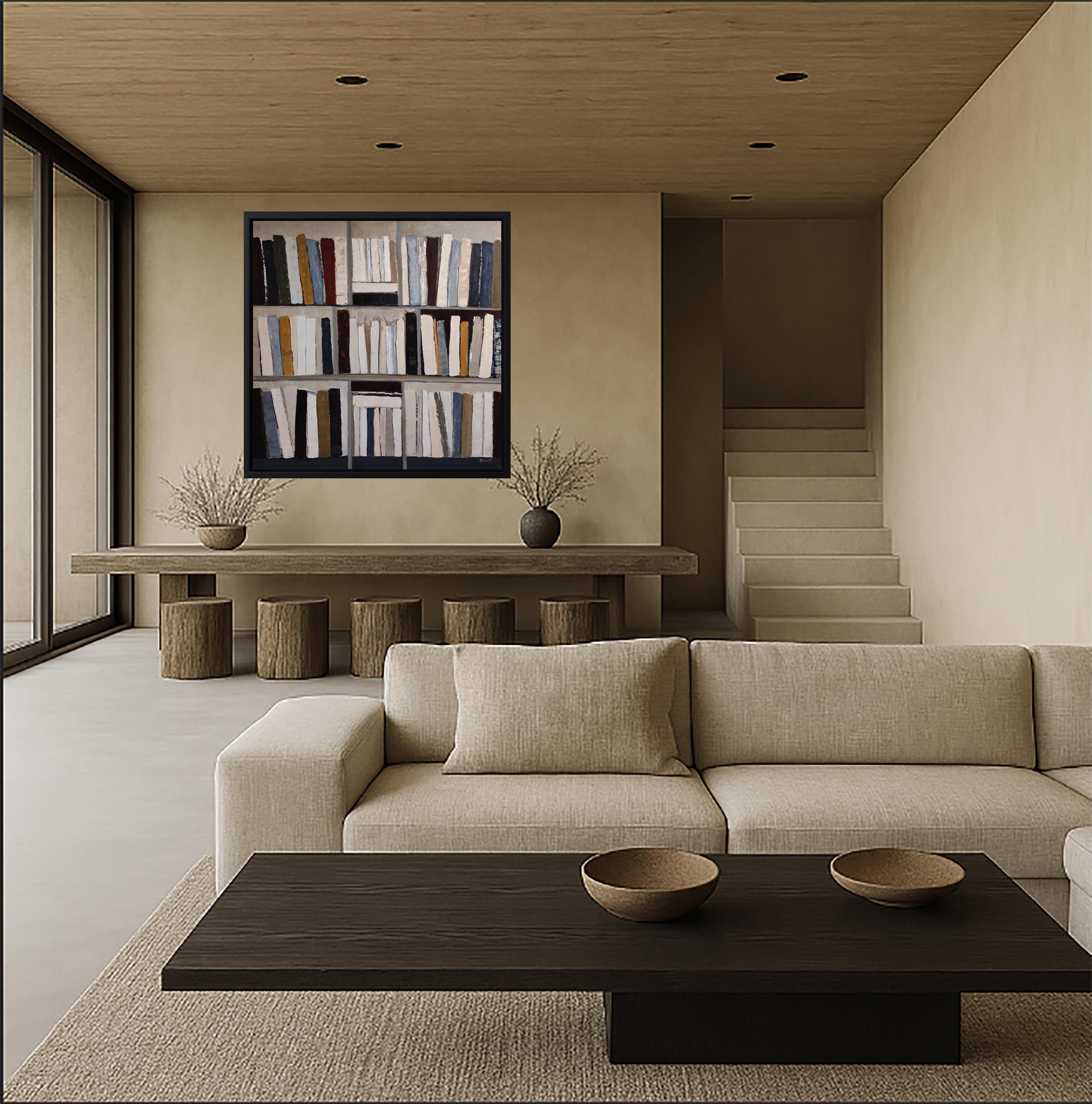 Architecture du livre, Abstract library geometric, textured, expressionism, gray For Sale 7