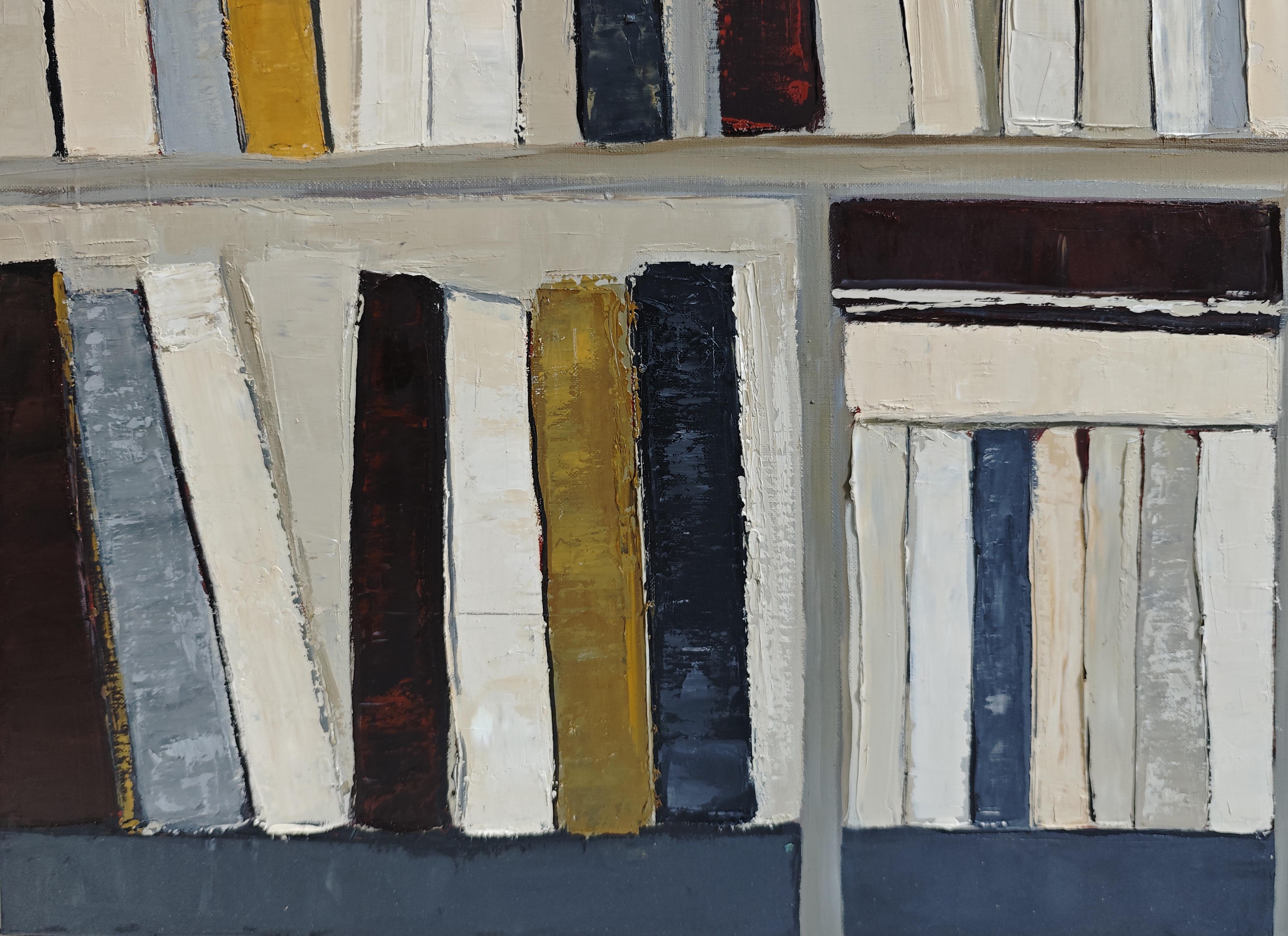 Architecture du livre, Abstract library geometric, textured, expressionism, gray For Sale 7