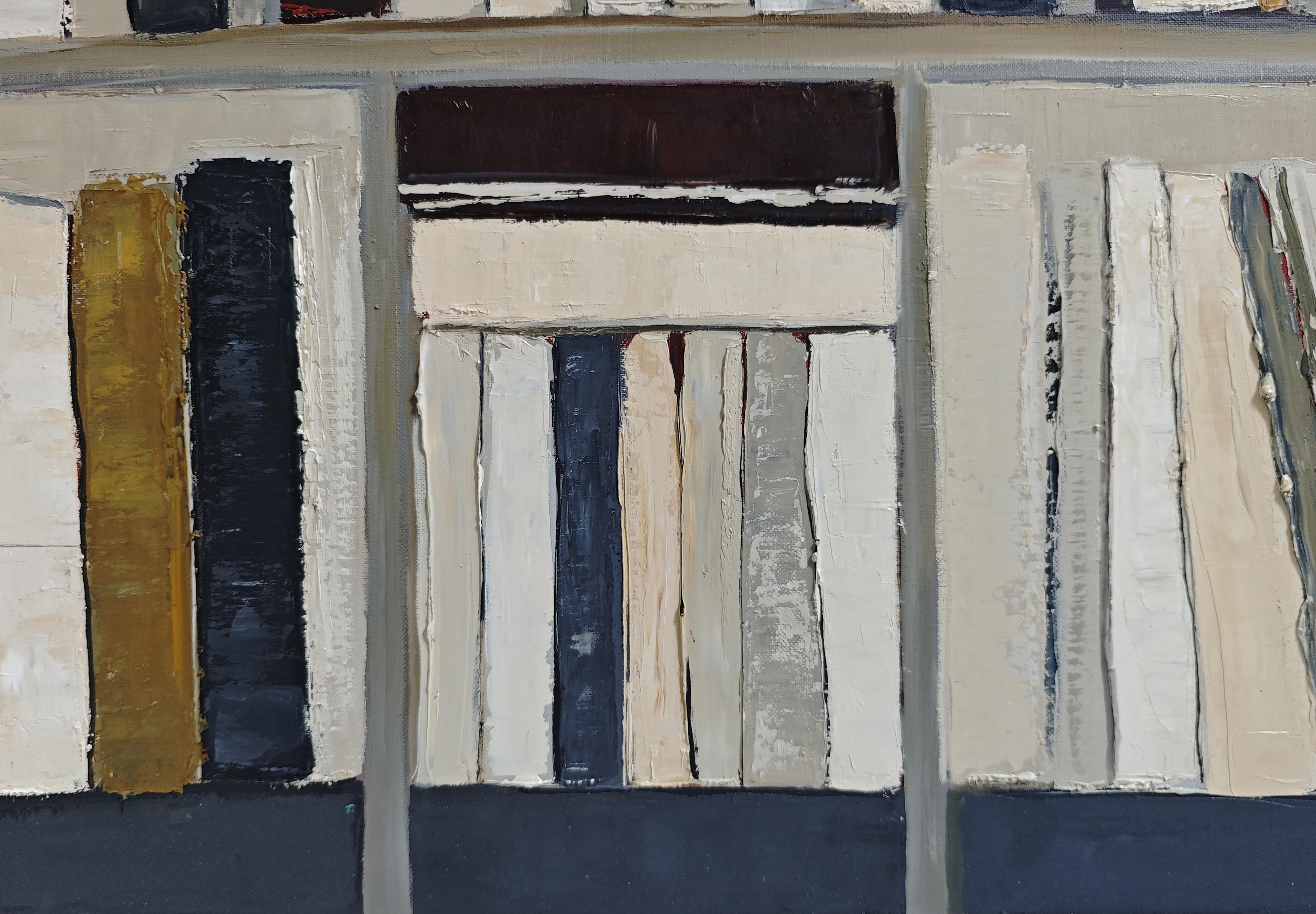 Architecture du livre, Abstract library geometric, textured, expressionism, gray For Sale 8