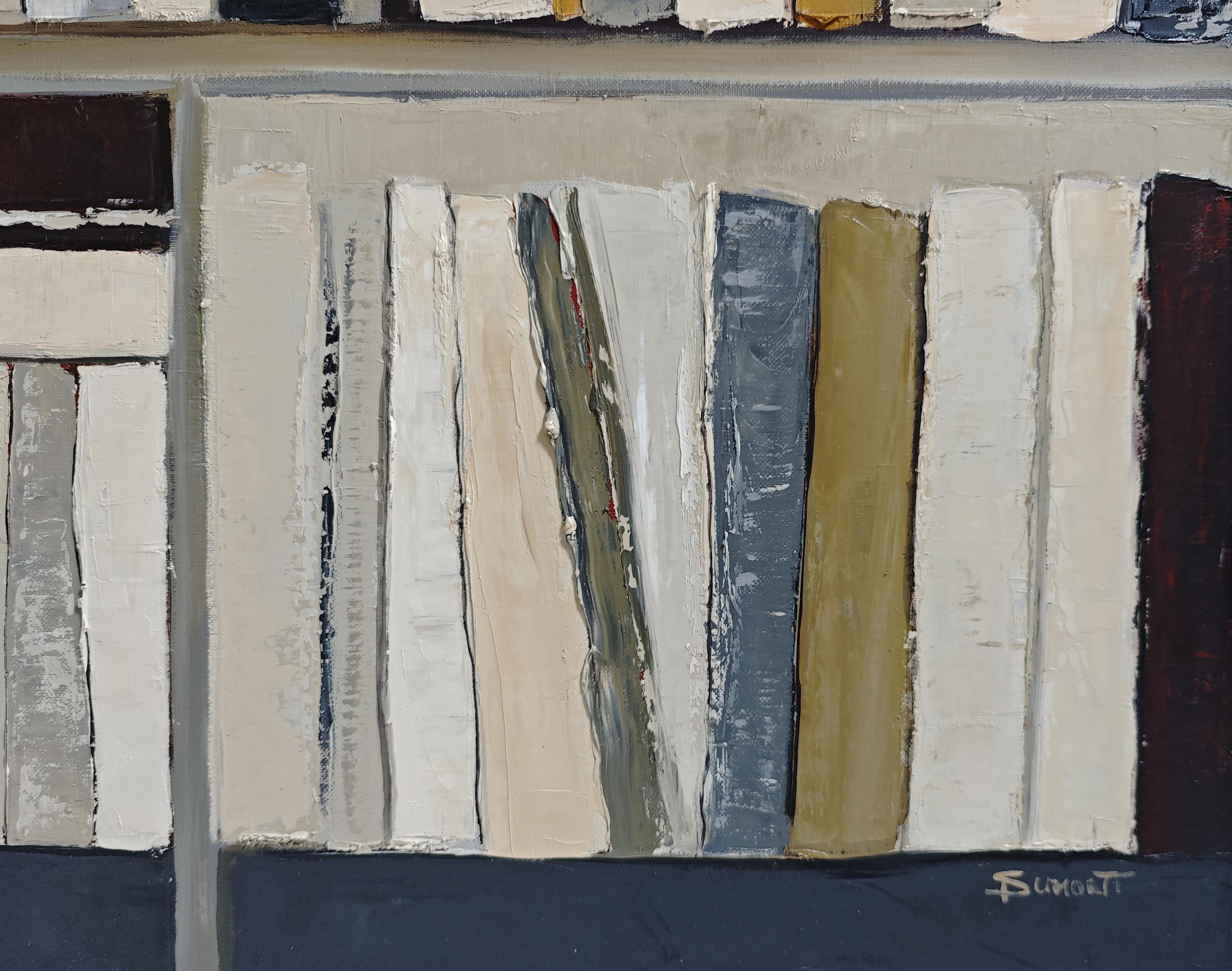 Architecture du livre, Abstract library geometric, textured, expressionism, gray For Sale 9