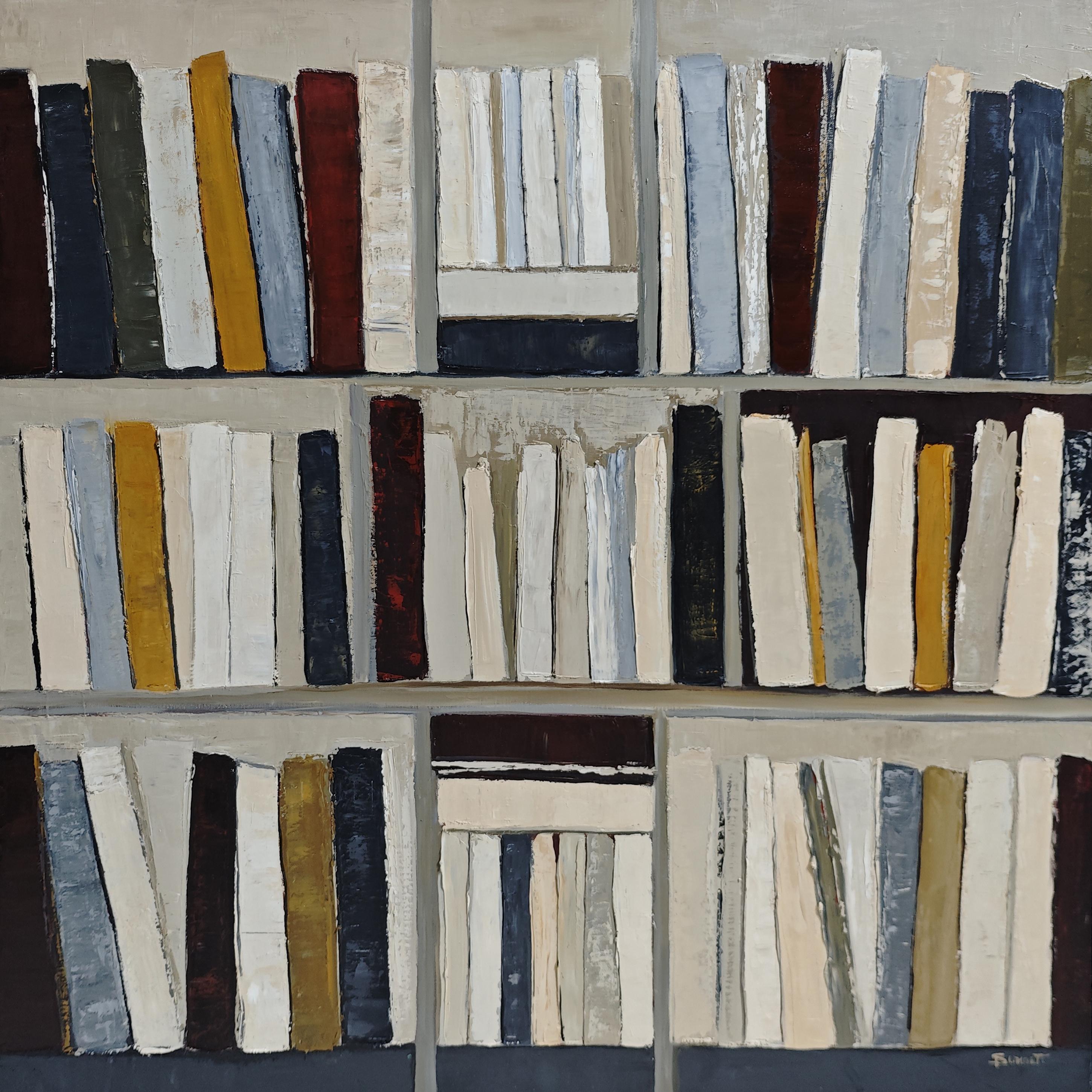 Architecture du livre, Abstract library geometric, textured, expressionism, gray For Sale 2