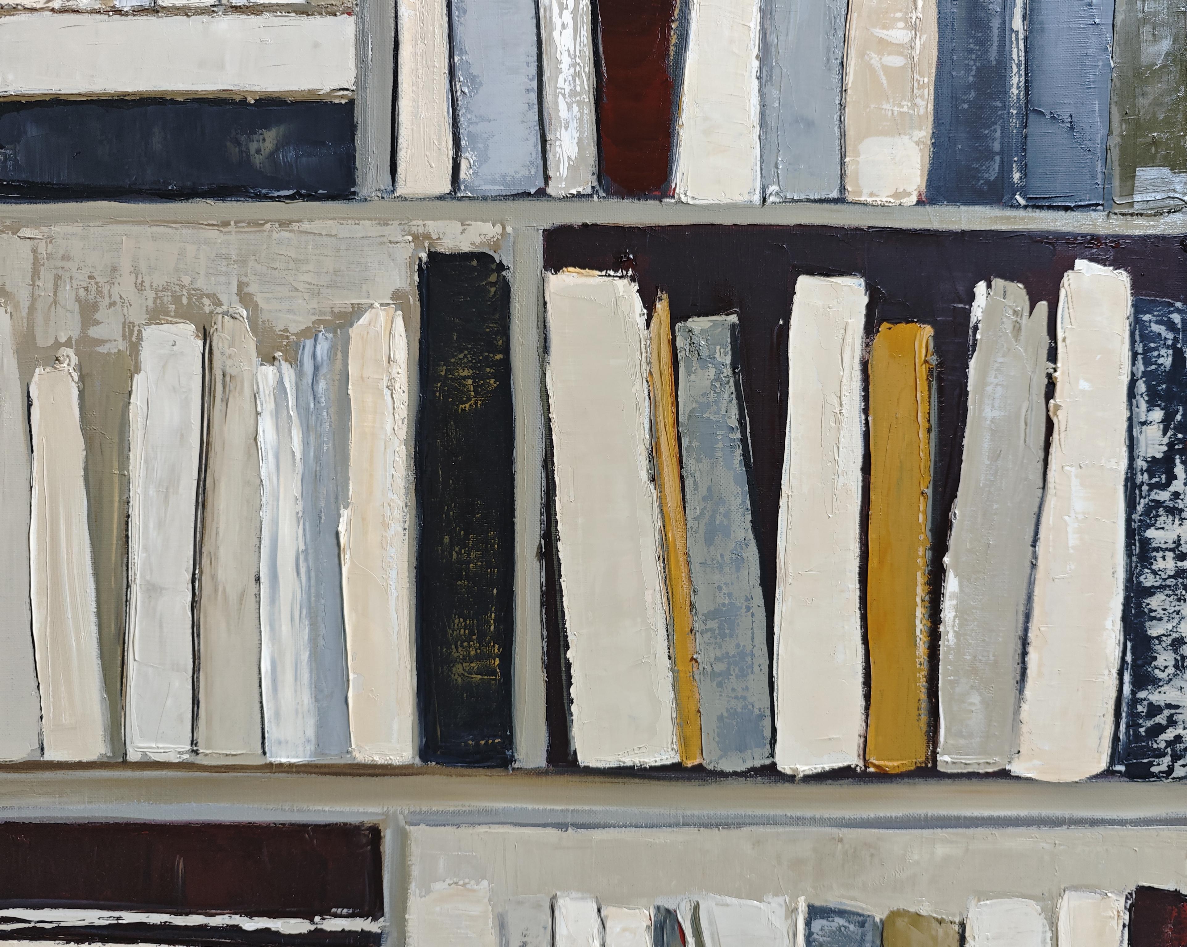 Architecture du livre, Abstract library geometric, textured, expressionism, gray For Sale 10
