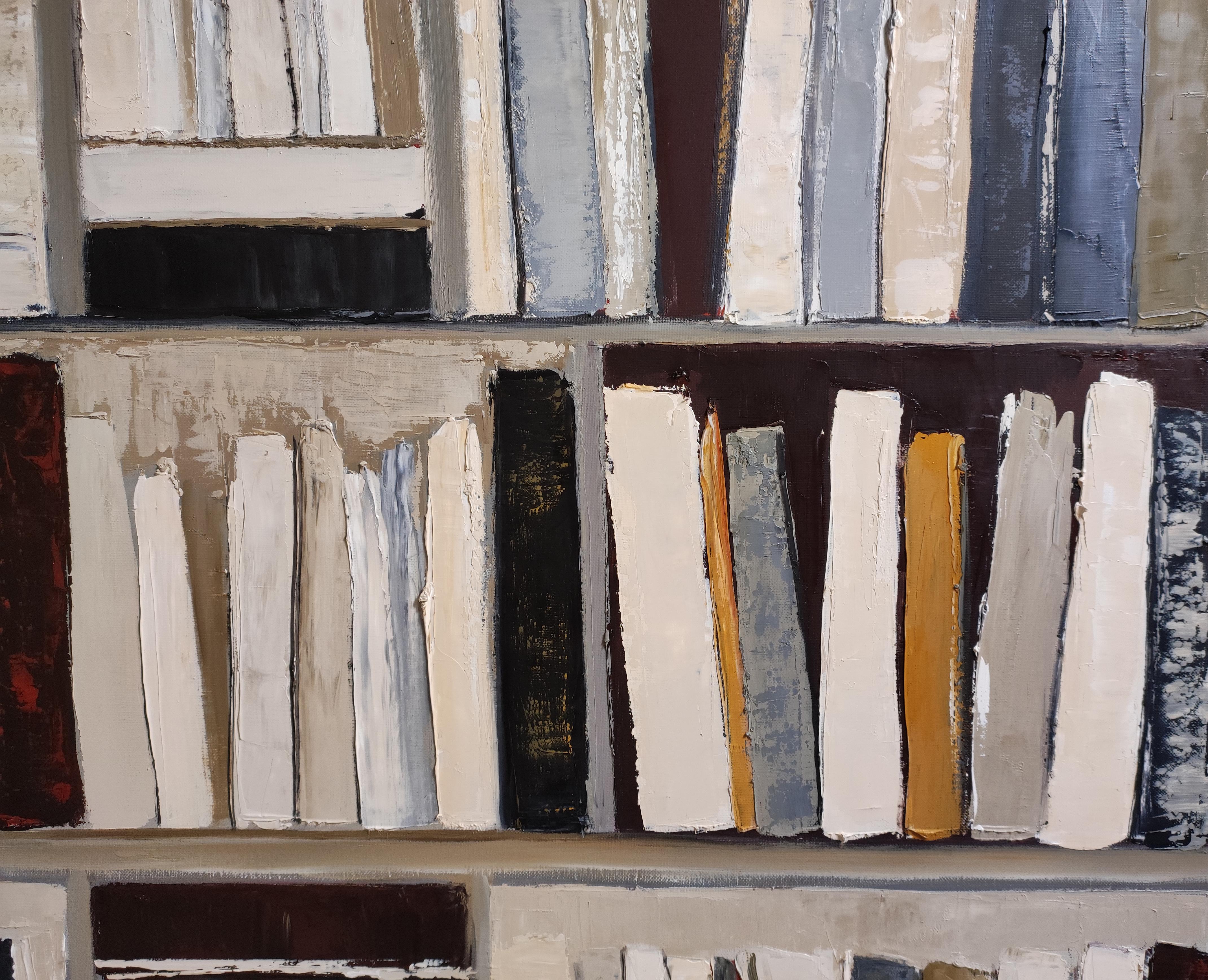Architecture du livre, Abstract library geometric, textured, expressionism, gray For Sale 3