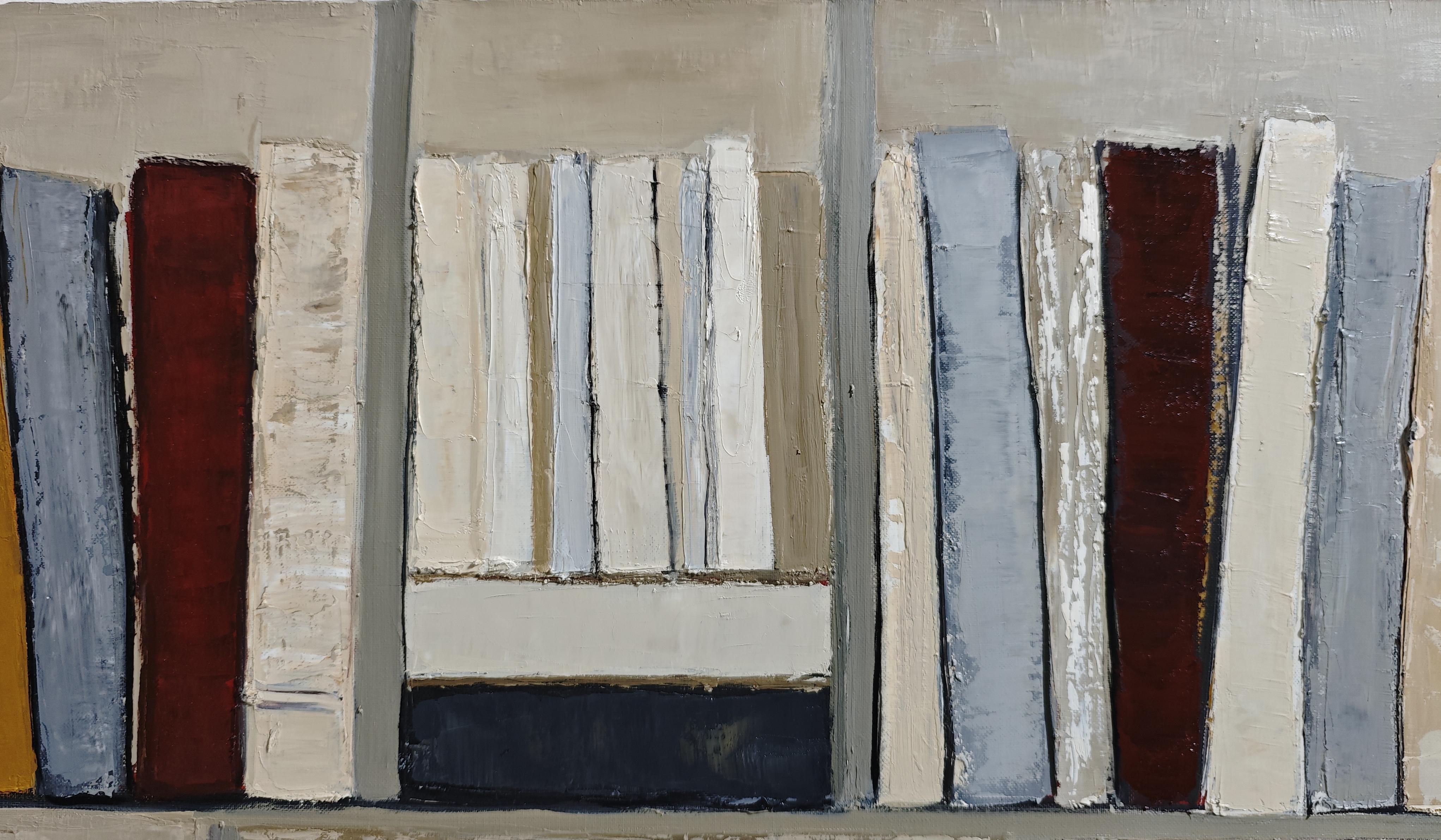 Architecture du livre, Abstract library geometric, textured, expressionism, gray For Sale 3