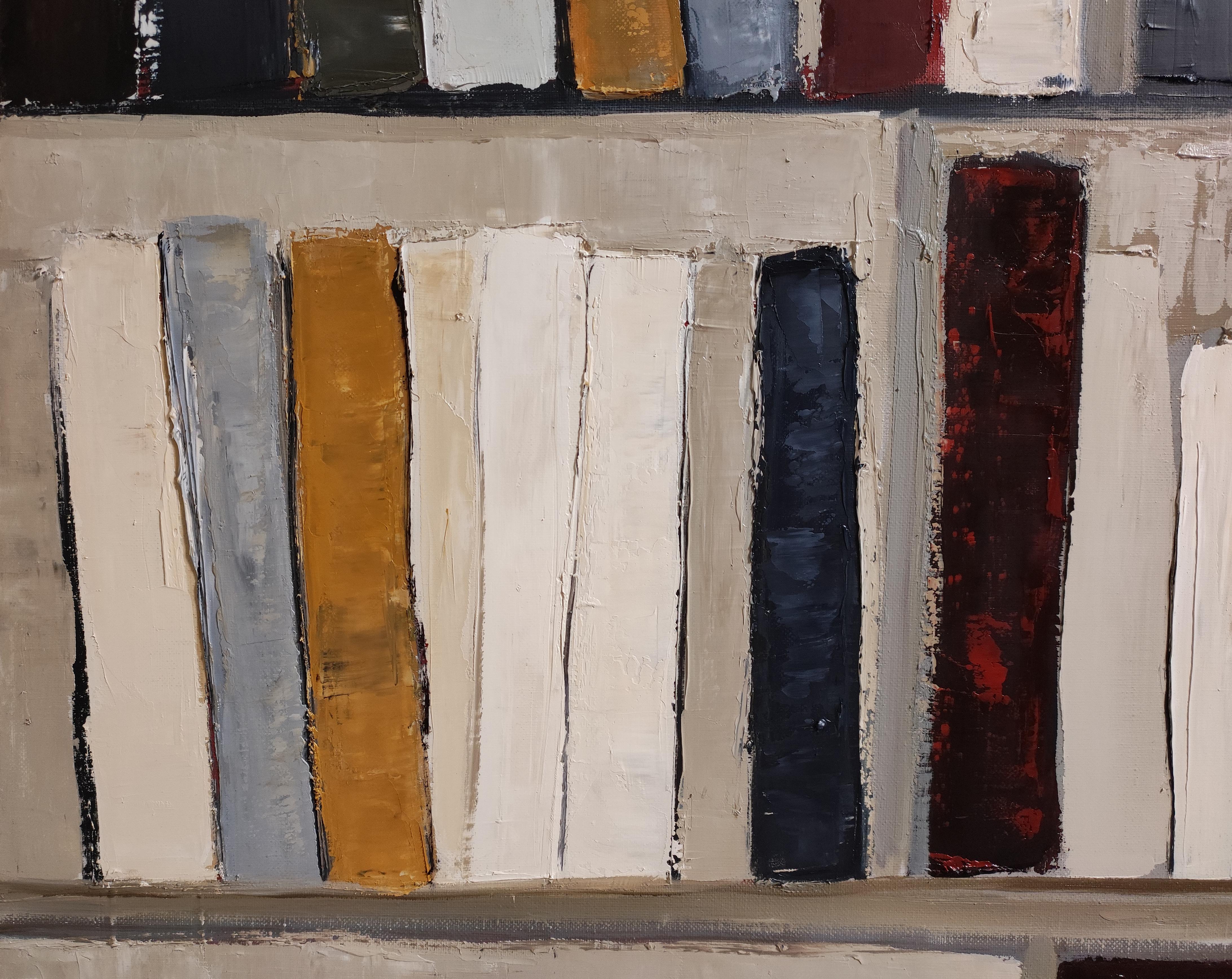 Architecture du livre, Abstract library geometric, textured, expressionism, gray For Sale 4