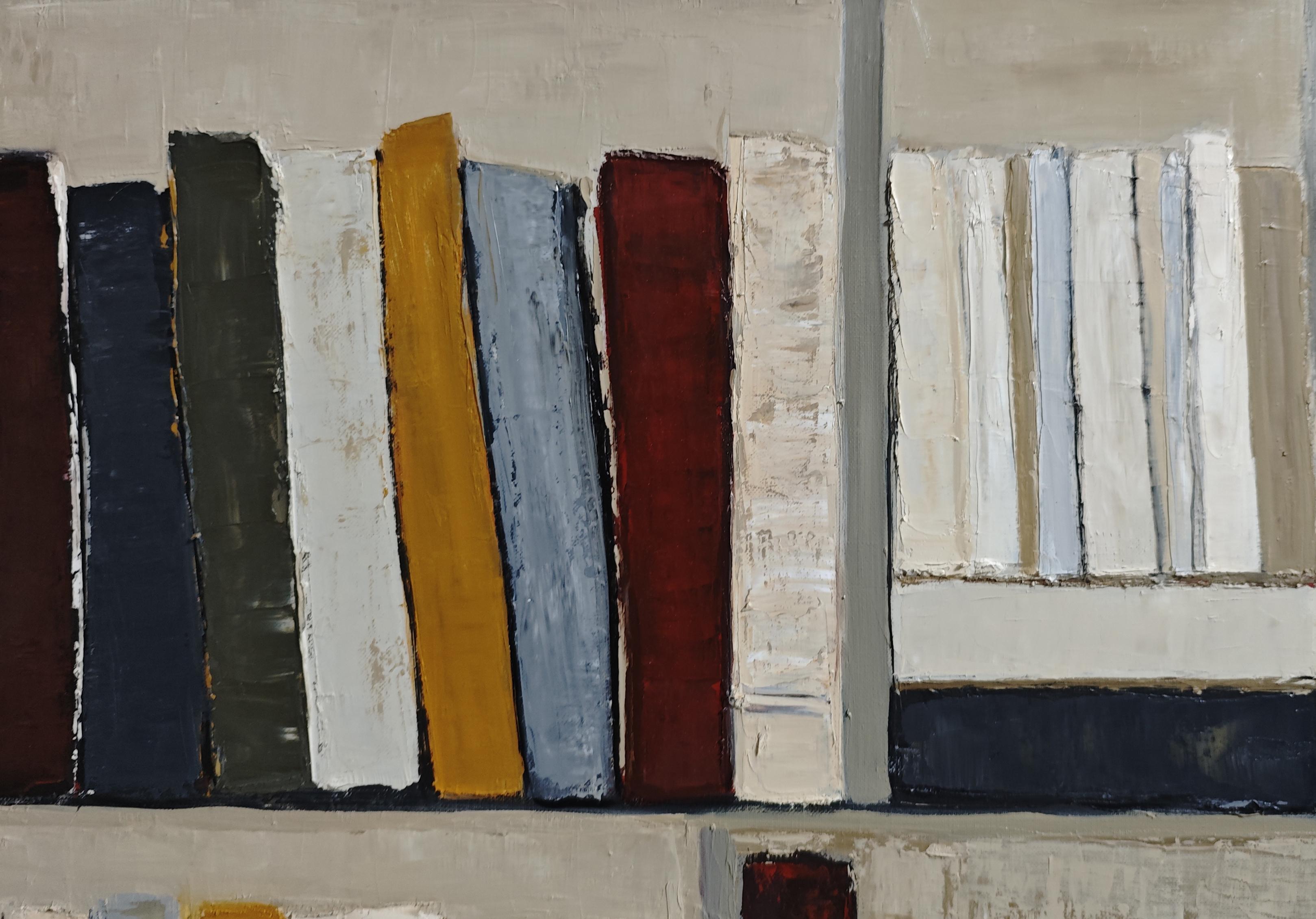 Architecture du livre, Abstract library geometric, textured, expressionism, gray For Sale 4