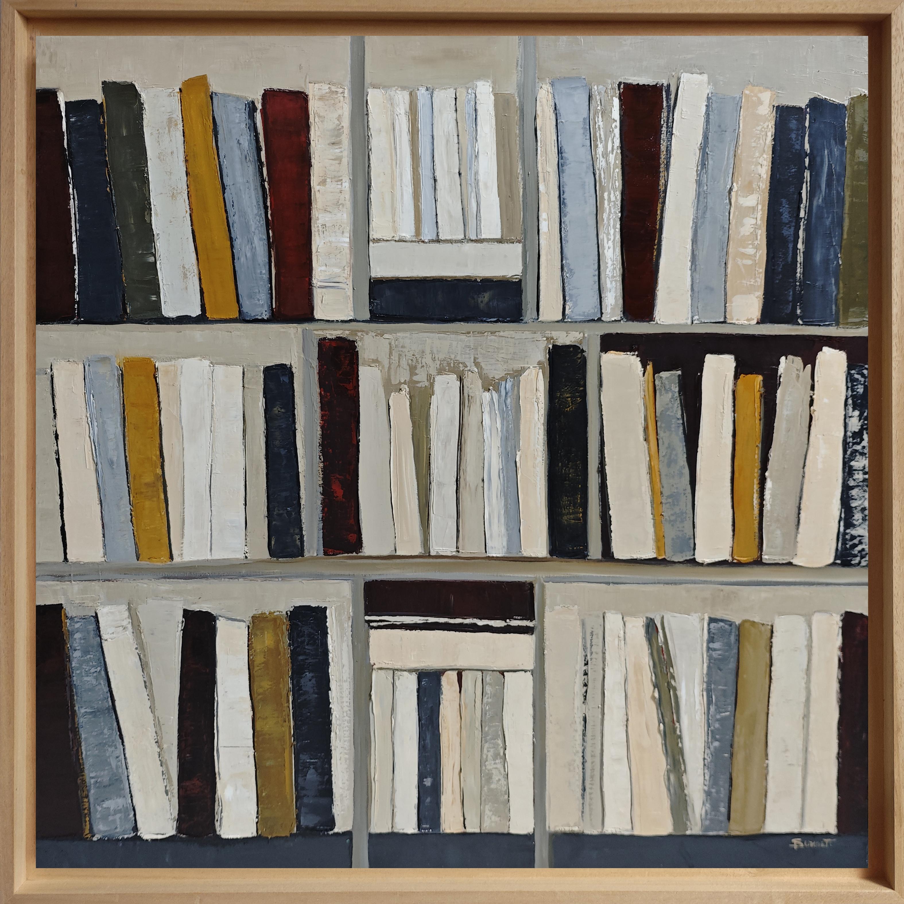 Architektur des Lebens, Abstrakte Bibliothek geometrisch, strukturiert, Expressionismus, grau