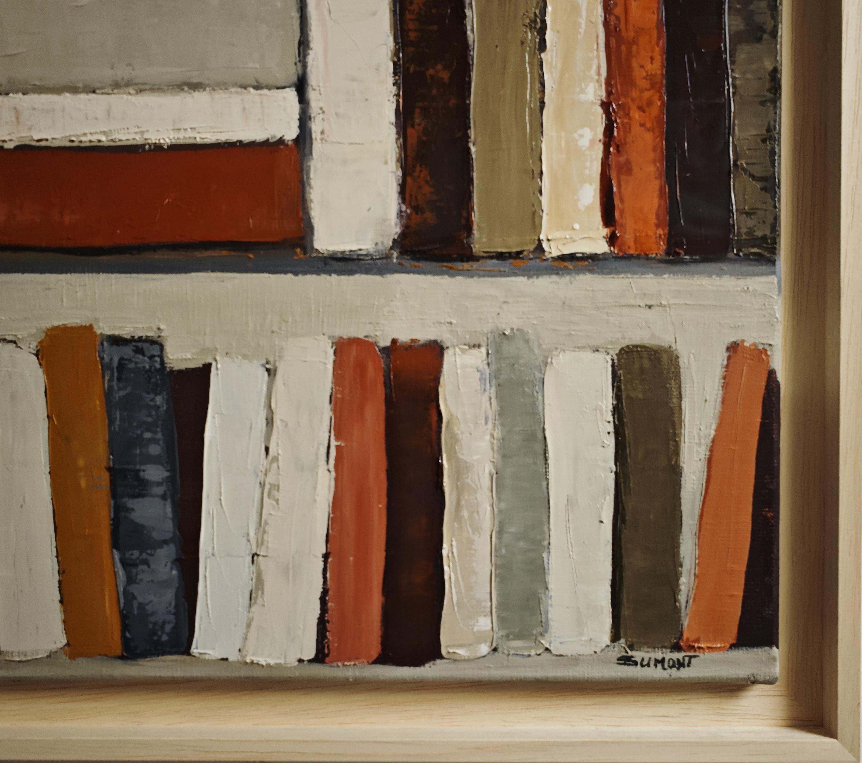 Architecture du savoir, Abstract Contemporary Library, Expressionism, Oil For Sale 5