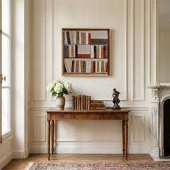 Architecture du Savoir, Abstract Library Oil Painting on Linen, 2025, Signed