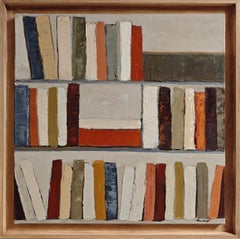 Architecture du Savoir, Abstract Library Oil Painting on Linen, 2025, Signed