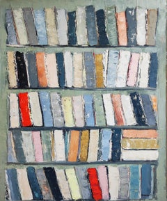 Archives, Farbbücher in Bibliothek, Abstrakt, Expressionismus, Öl auf Leinwand, Grün