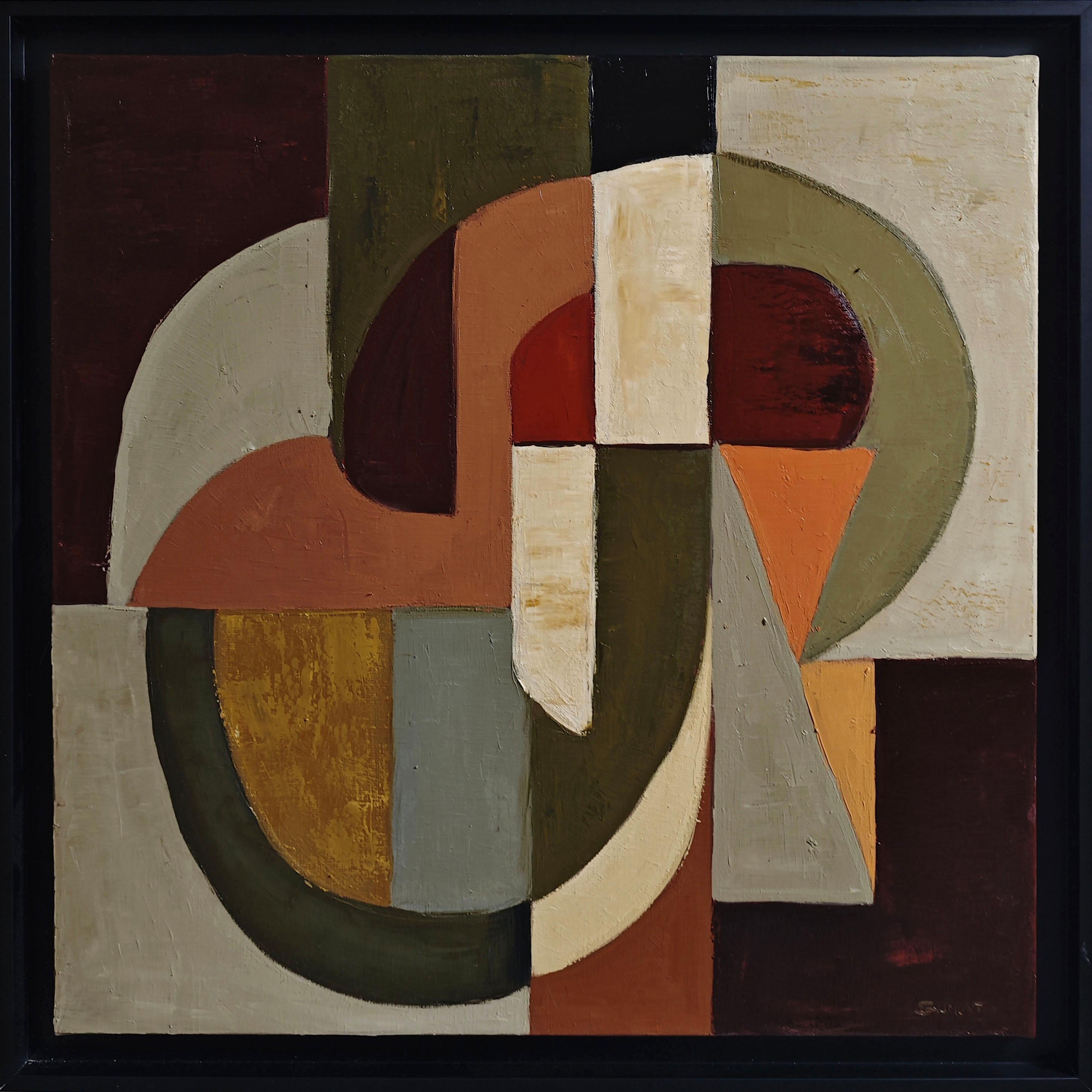 SOPHIE DUMONT Interior Painting – Artikulationspunkt, Modernes abstraktes Gemälde, Geometrisch, Original Öl auf Leinwand
