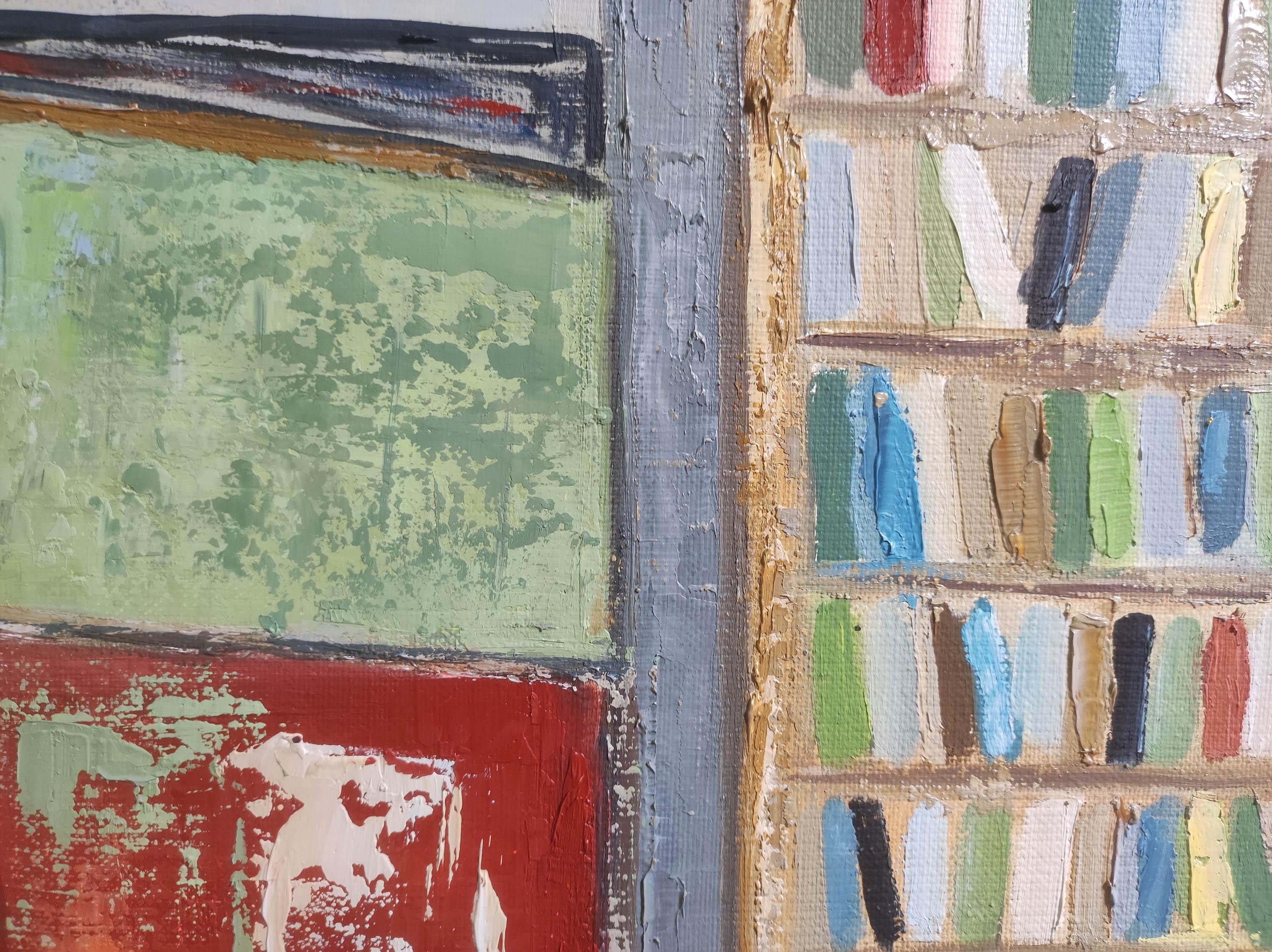 Atelier d'artiste, Abstrait, Vert, huile, contemporain, Expressionnisme, Français, 2022 en vente 8