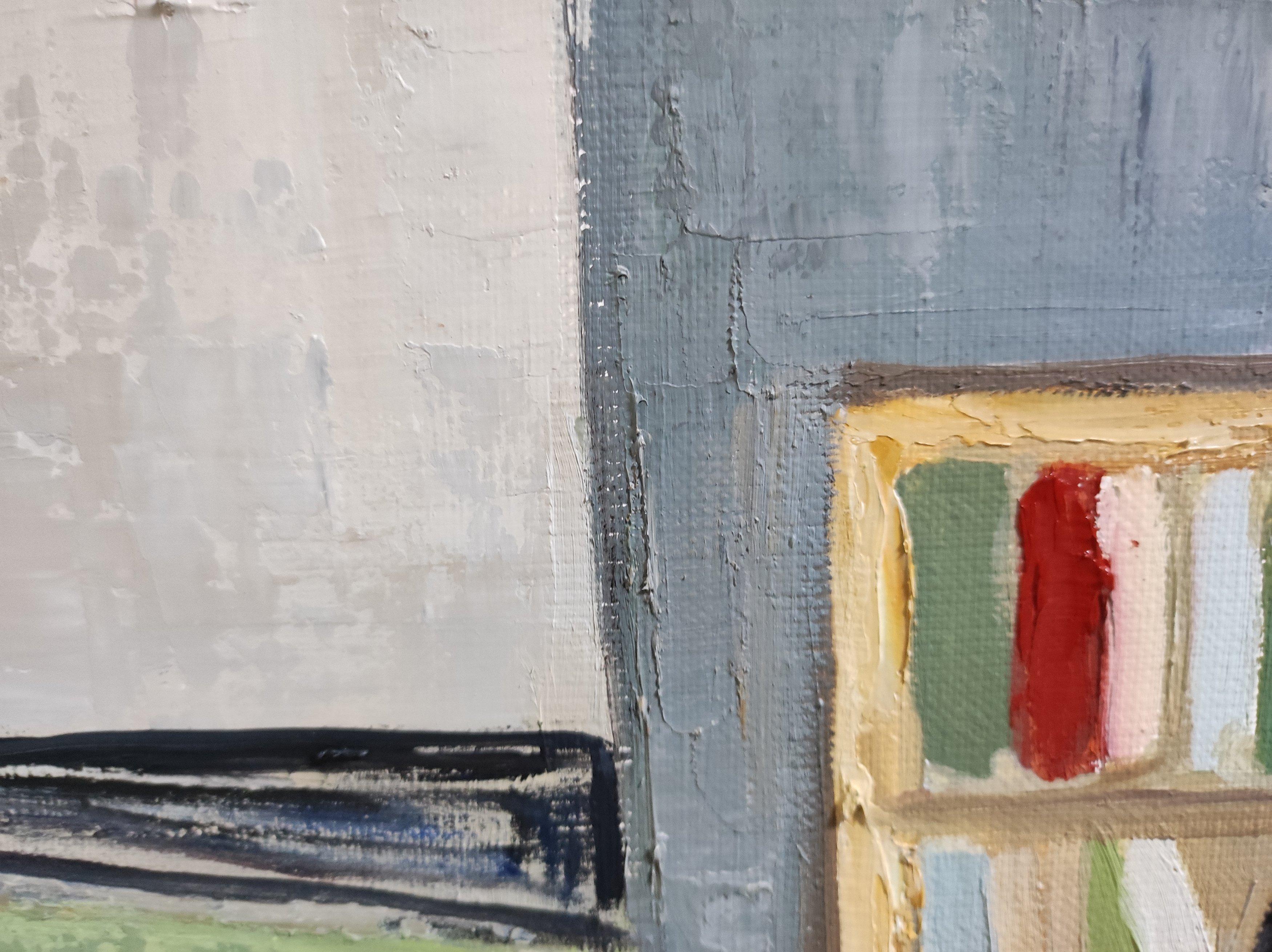 Atelier d'artiste, Abstrait, Vert, huile, contemporain, Expressionnisme, Français, 2022 en vente 1