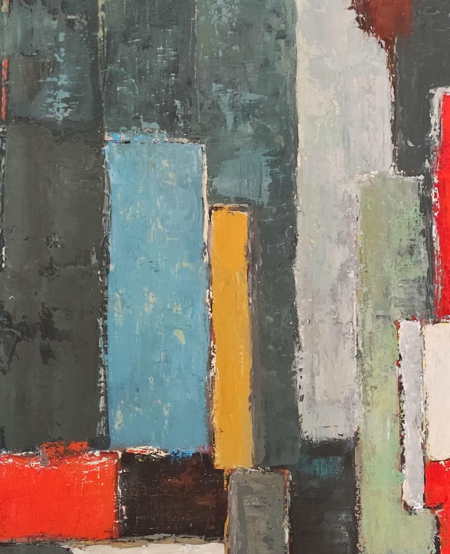 Atelier 10, abstrakt, geometrisch, Öl auf Leinwand,  Großformatiges, Expressionismus – Painting von SOPHIE DUMONT