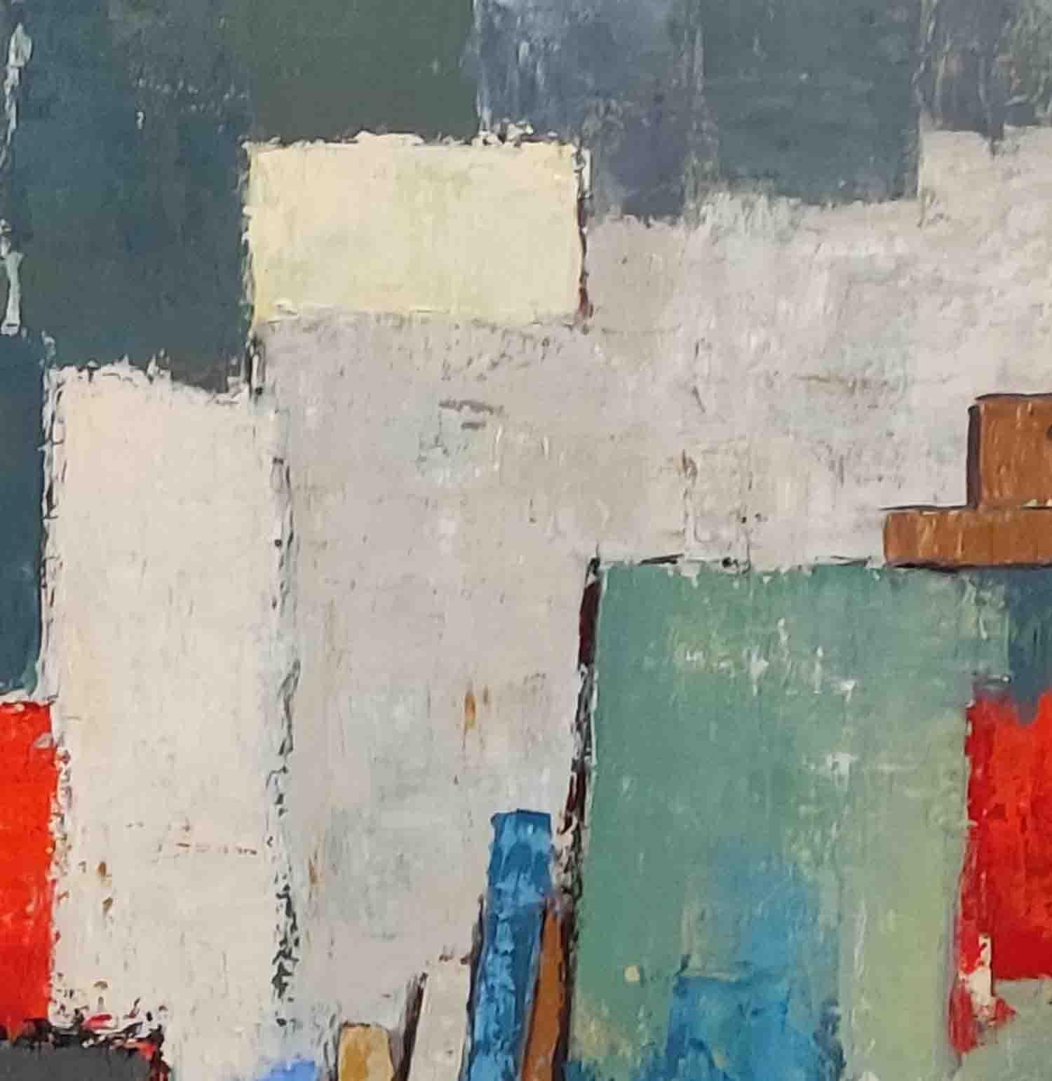 atelier 10, abstract, geometric, oil on canvas,  large format, expressionism For Sale 2