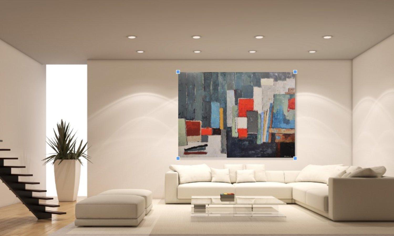 atelier 10, abstract, geometric, oil on canvas,  large format, expressionism For Sale 4