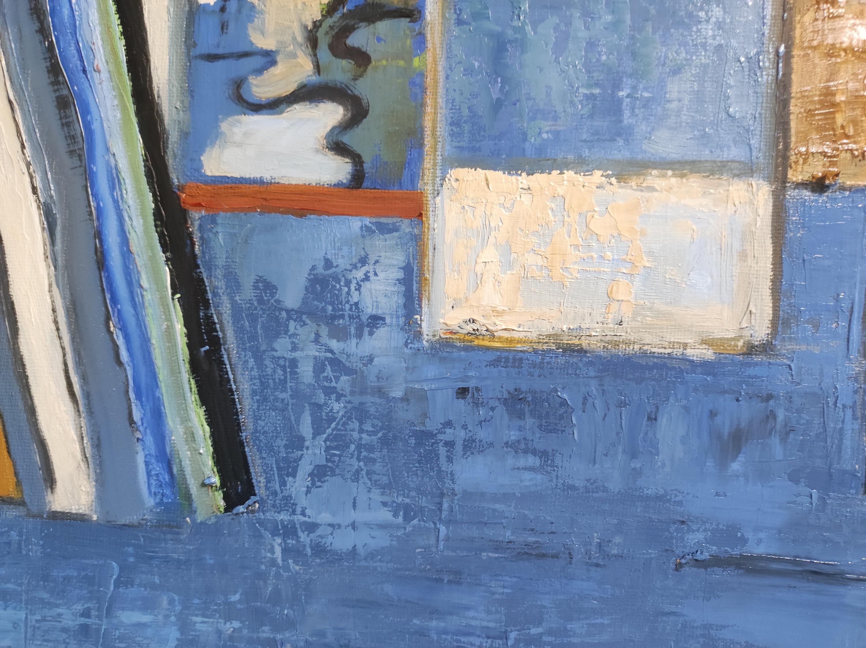 Atelier 14, astratto, blu, olio su tela, contemporeaneo, espressionismo, francese 7