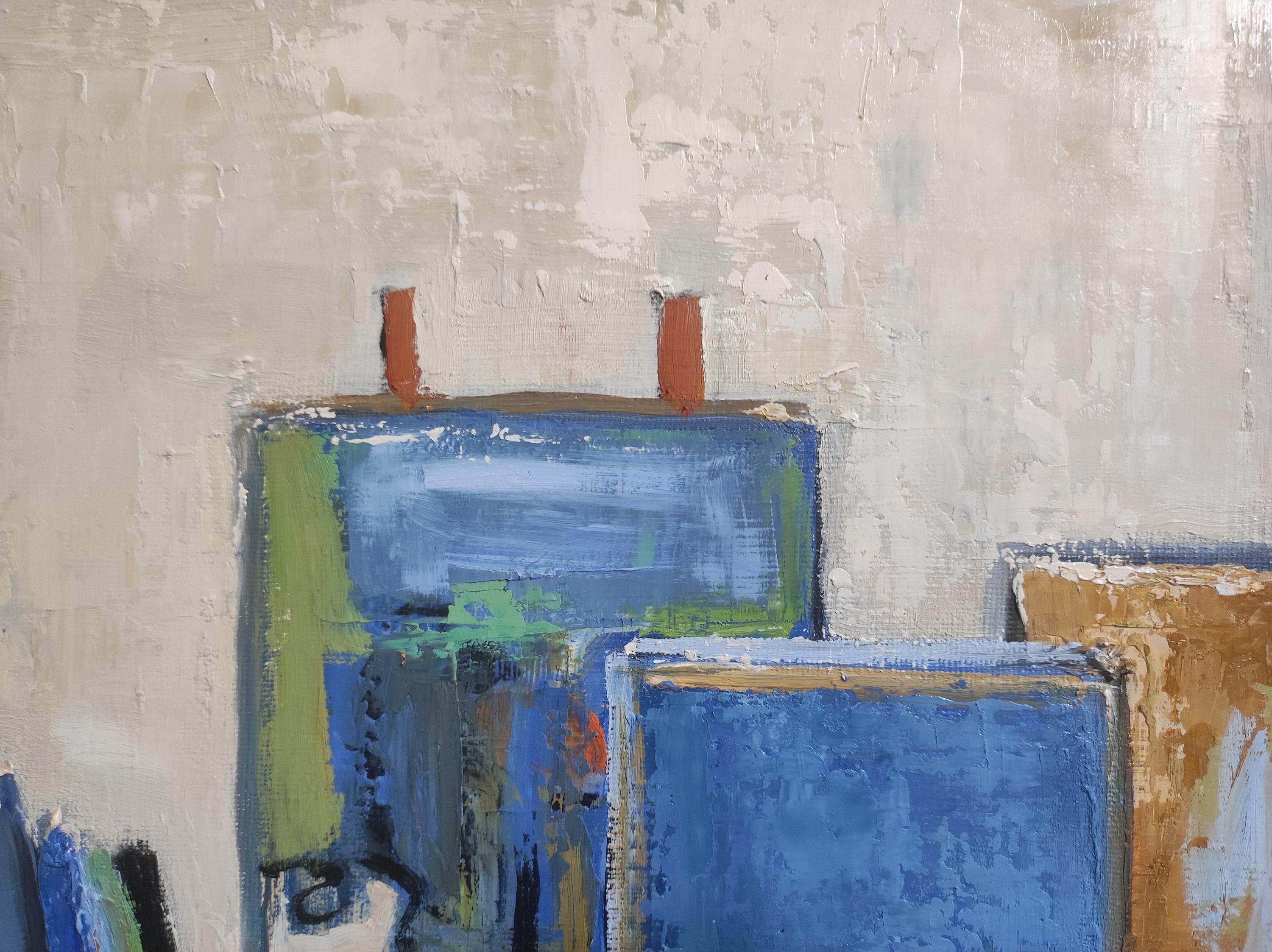Atelier 14, astratto, blu, olio su tela, contemporeaneo, espressionismo, francese 8