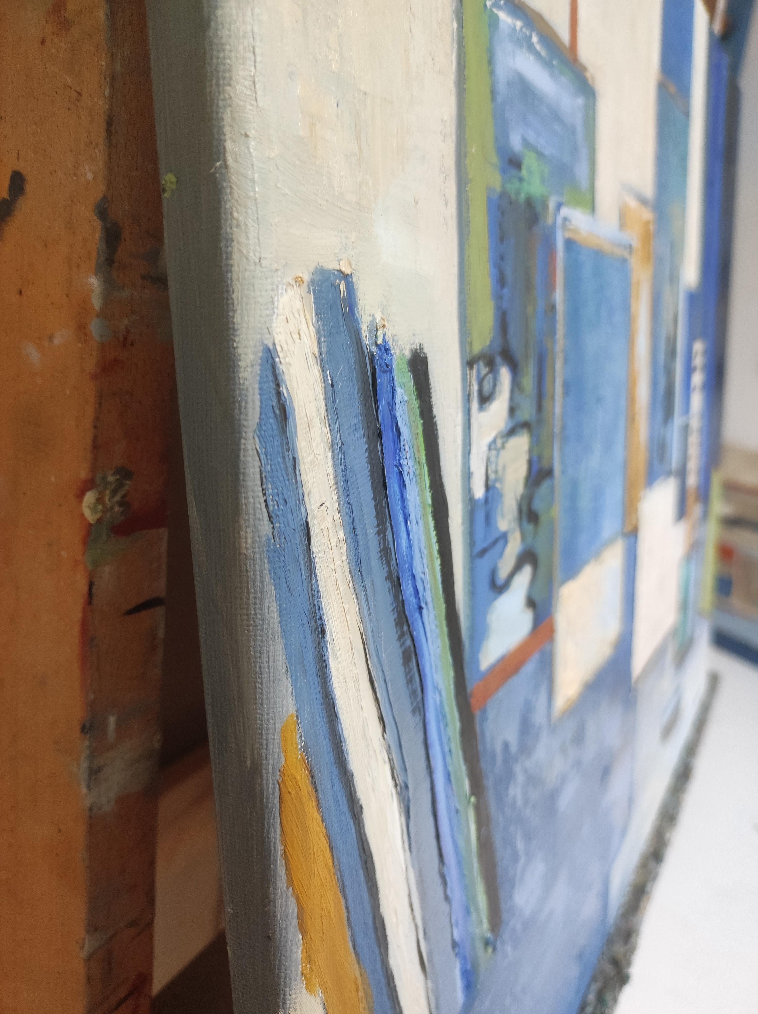 Atelier 14, astratto, blu, olio su tela, contemporeaneo, espressionismo, francese 9