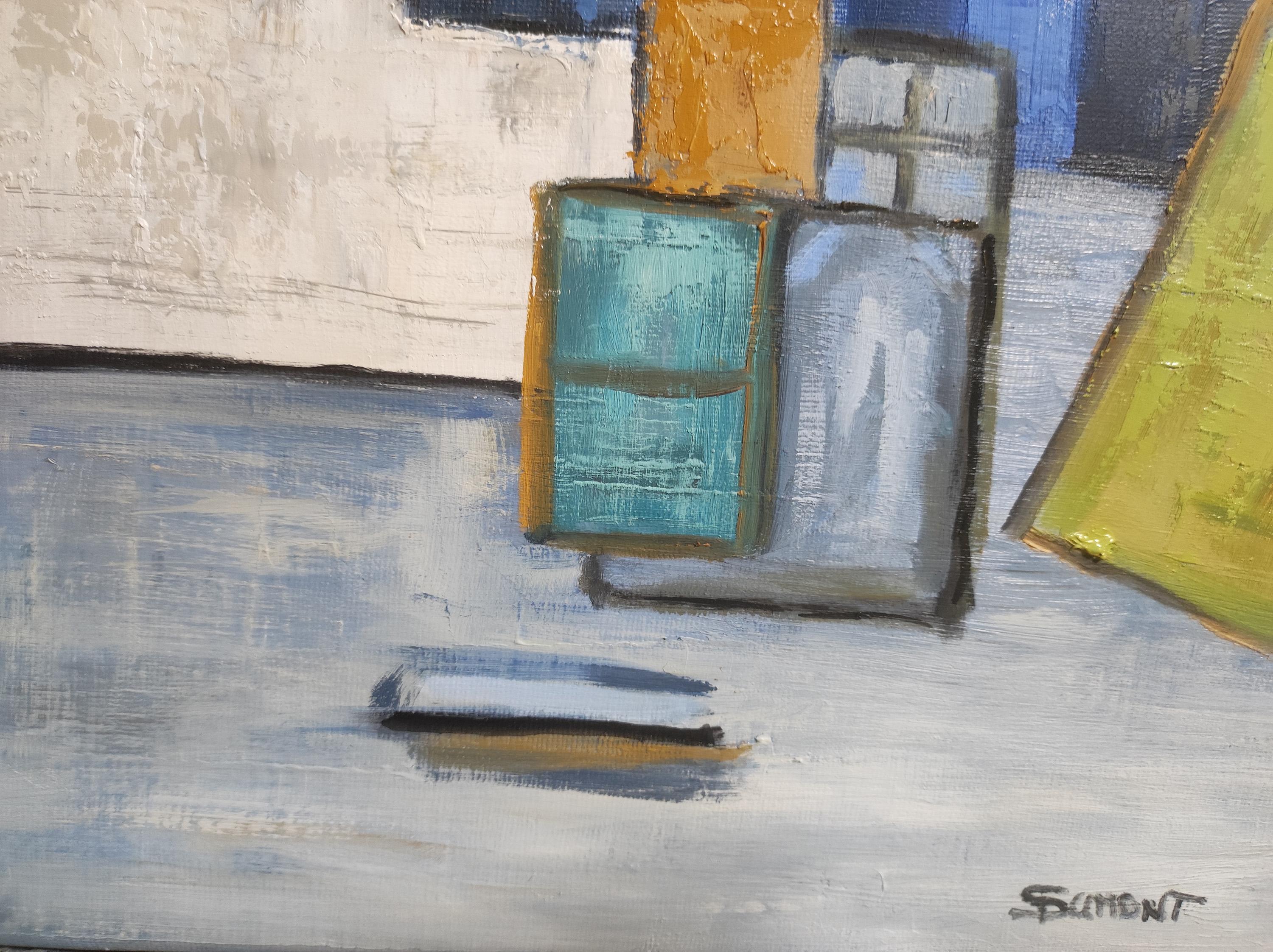 Atelier 14, astratto, blu, olio su tela, contemporeaneo, espressionismo, francese 4