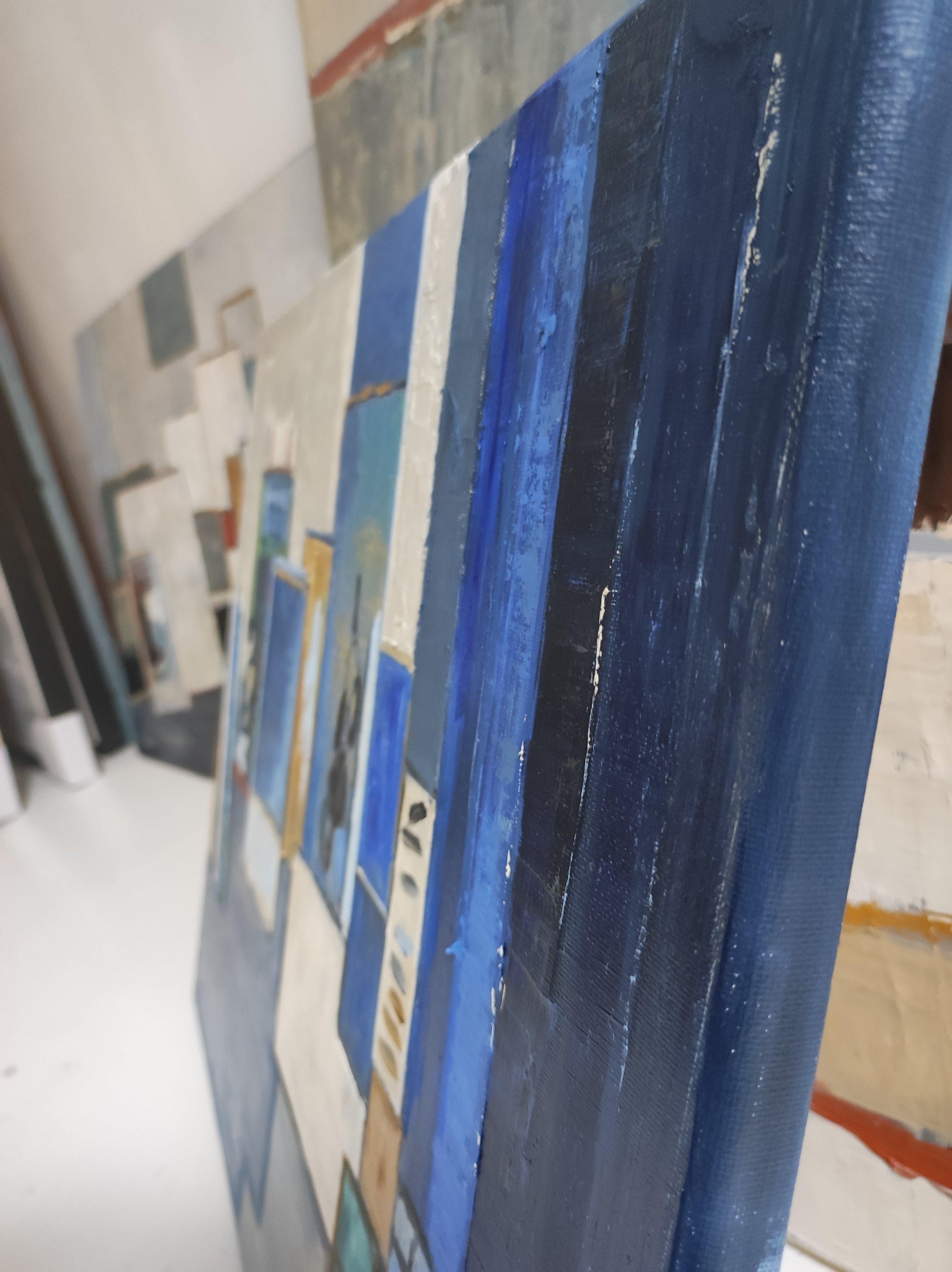 Atelier 14, astratto, blu, olio su tela, contemporeaneo, espressionismo, francese 3