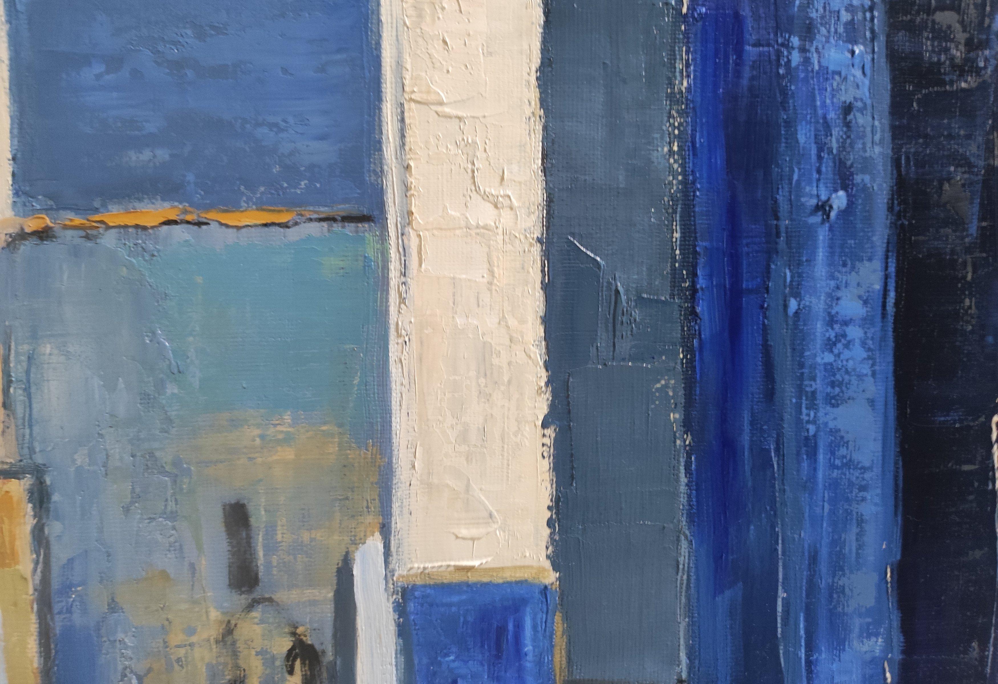 Atelier 14, astratto, blu, olio su tela, contemporeaneo, espressionismo, francese 1