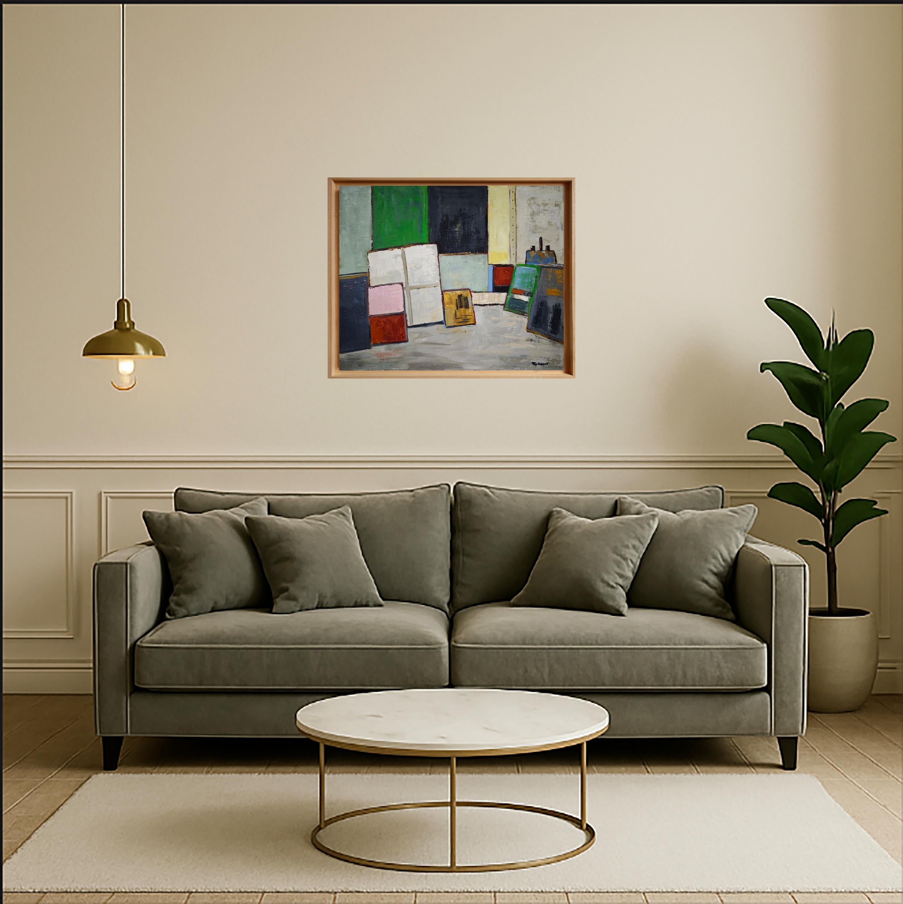 Atelier 21, Studio d'artista, Verde, impasto, Astratto, Espressionismo, Contemporaneo in vendita 2