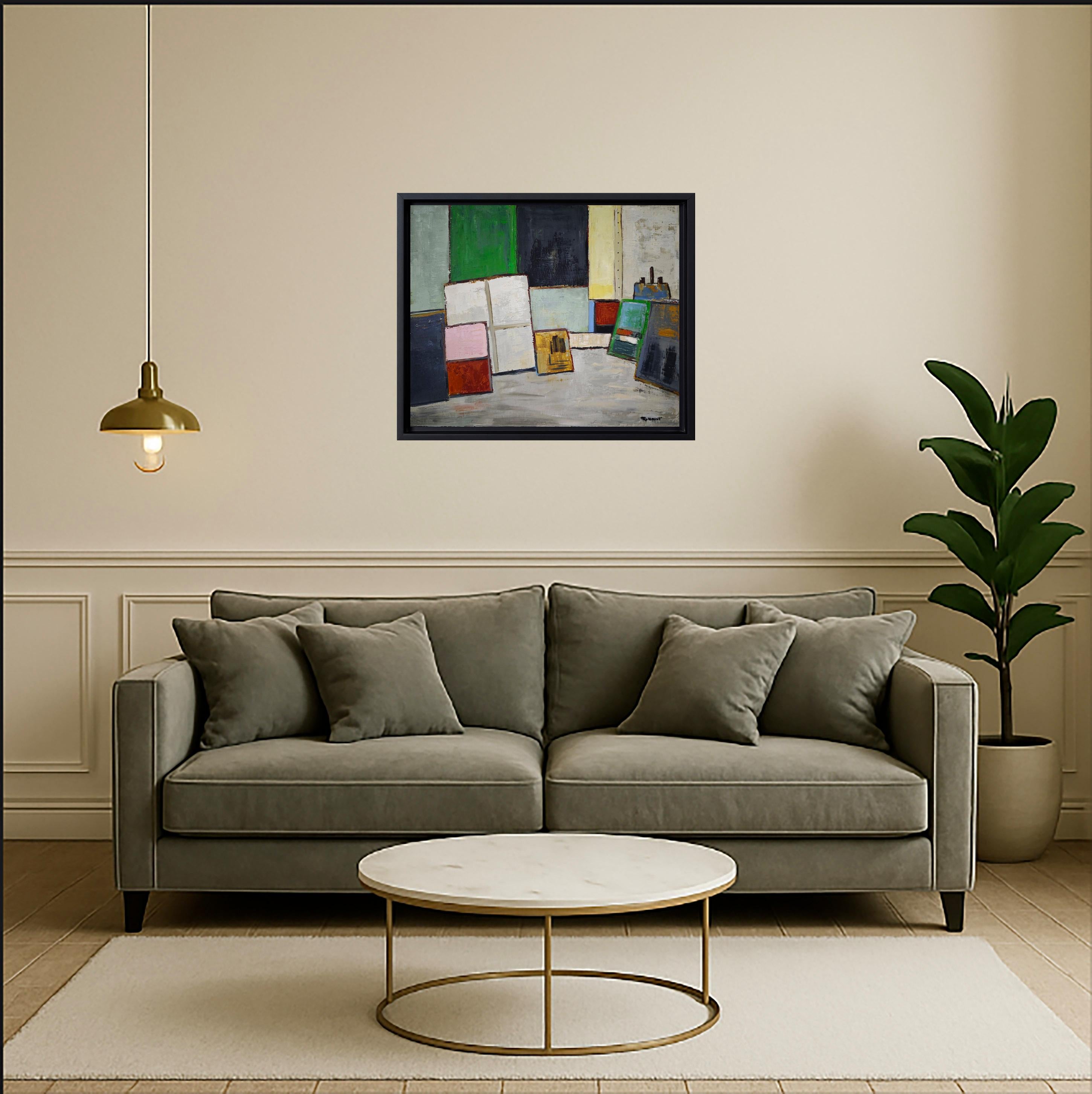 Atelier 21, Studio d'artista, Verde, impasto, Astratto, Espressionismo, Contemporaneo in vendita 3