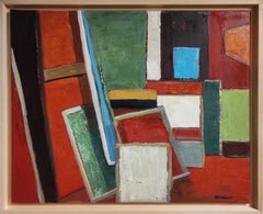 Atelier 22, Künstleratelier, Impasto, Rot abstrakt, Expressionismus, französisch, Modern