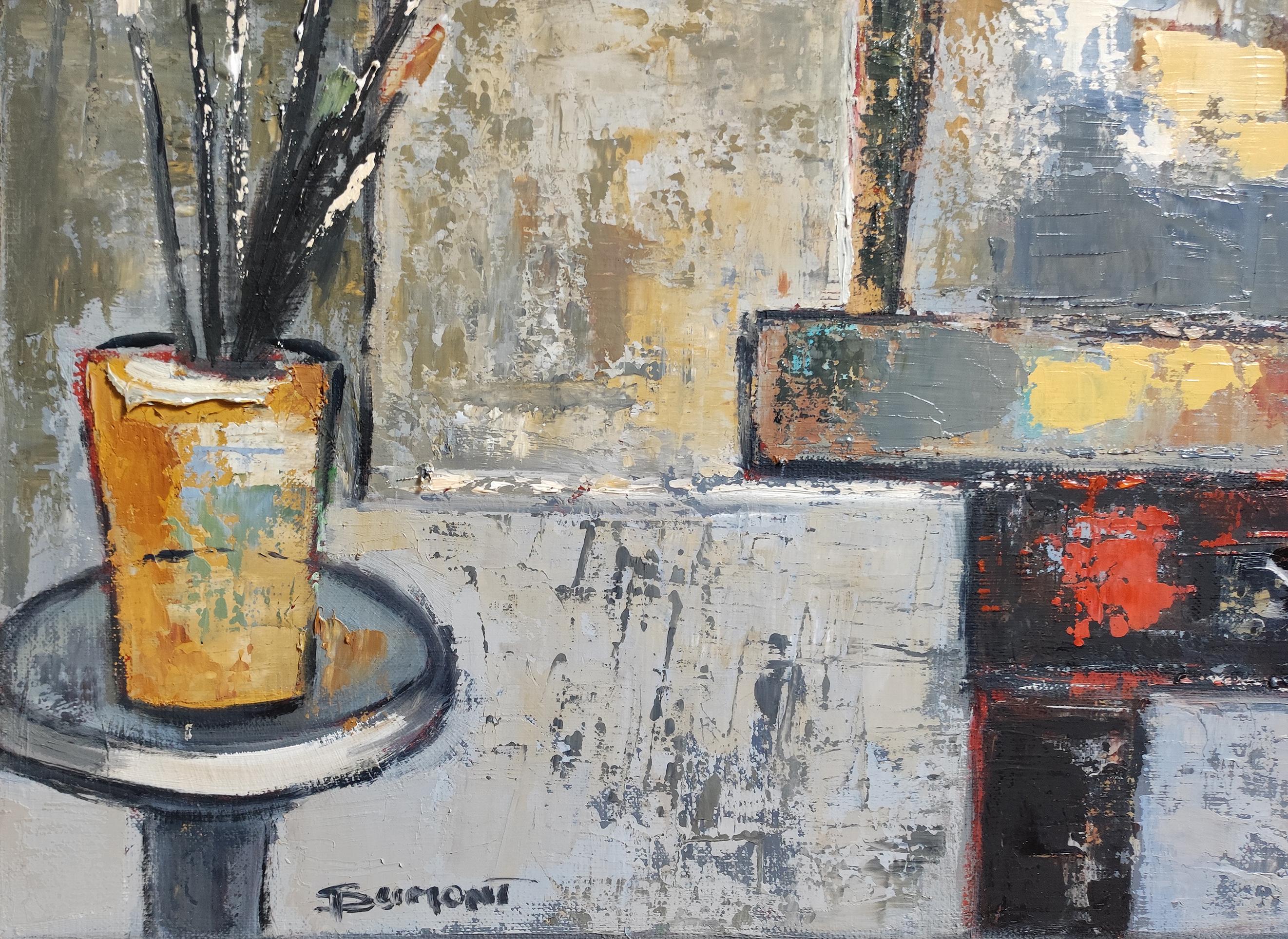 Atelier 8, Studio astratto, Espressionismo, Olio su tela, Contemporaneo francese in vendita 2