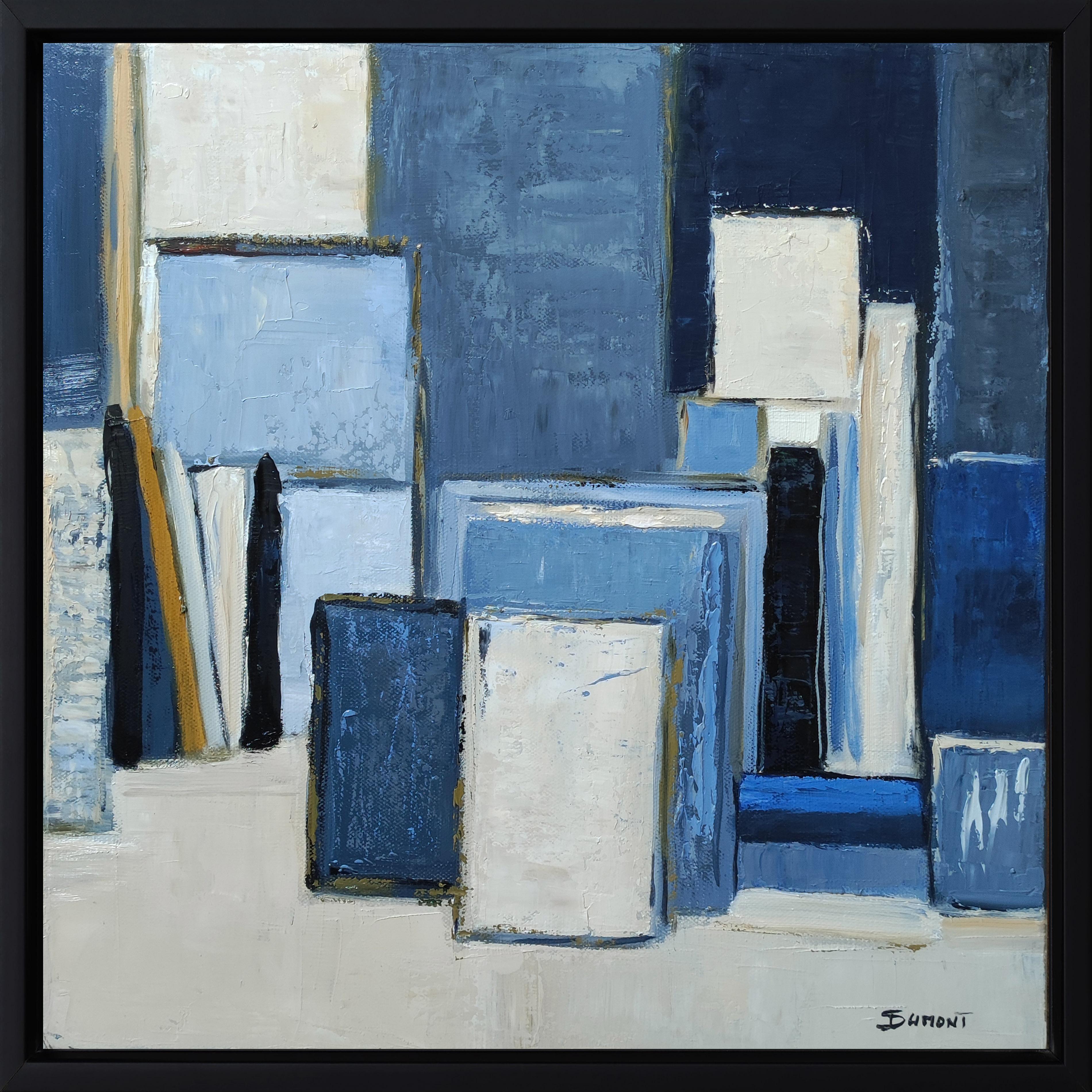 SOPHIE DUMONT Abstract Painting – atelier bleu, abstrakt, öl auf leinwand, zeitgenössisch, expressionismus, französische kunst