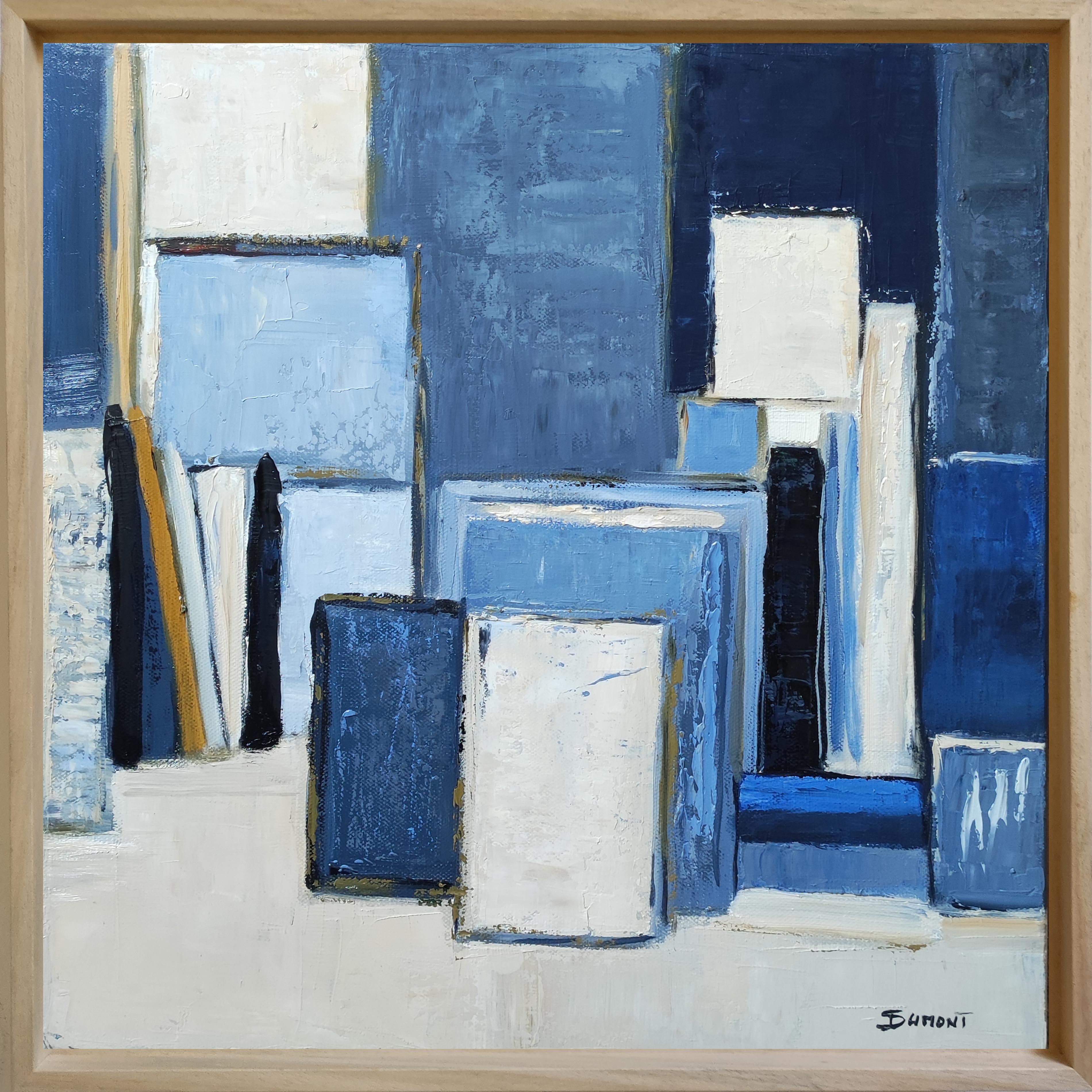 atelier bleu, abstrakt, öl auf leinwand, zeitgenössisch, expressionismus, französische kunst – Painting von SOPHIE DUMONT