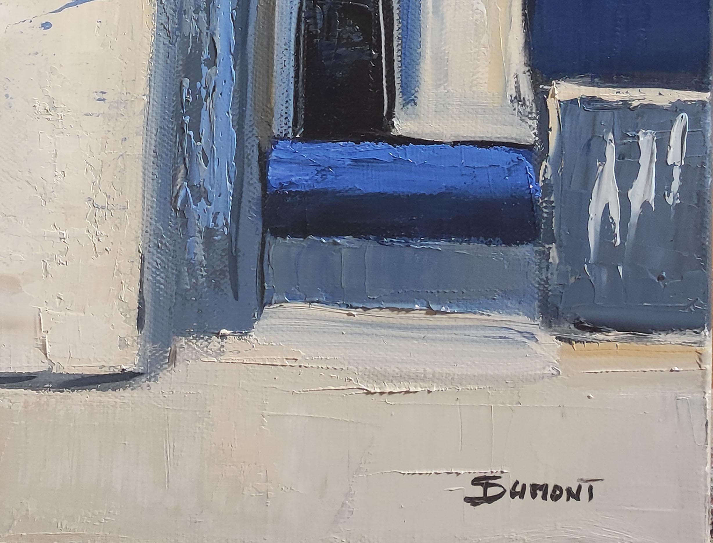 atelier bleu, abstrait, huile sur toile, contemporain, expressionnisme, art français en vente 2