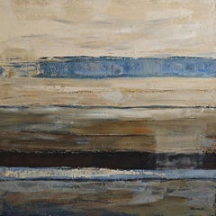 Au bord du jour, Contemporary Large Abstract landscape Oil Painting, 34 x 34 in