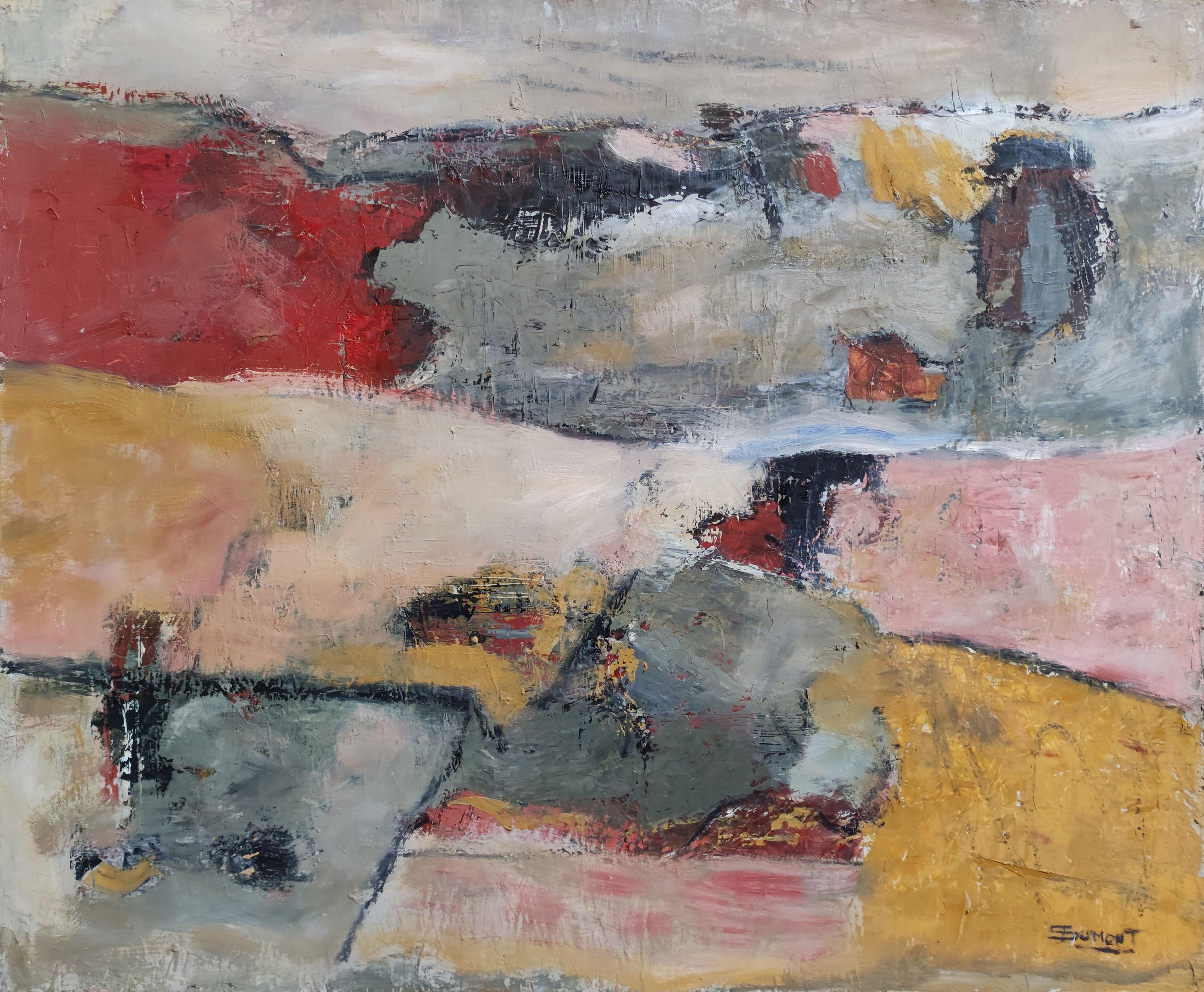 automn fields , countryside landscape, abstract, expressionism, oil, textured 3