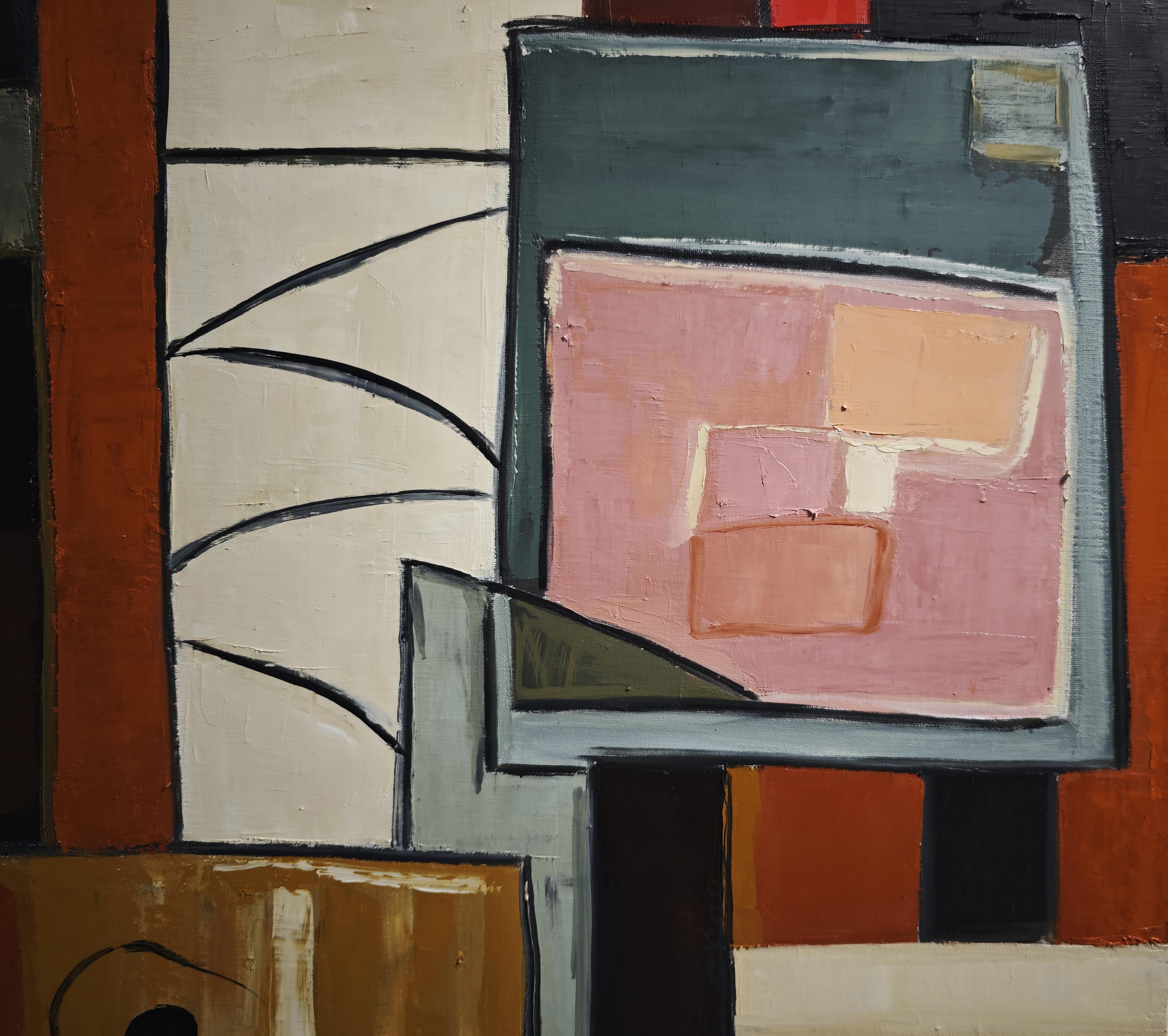 Autour de l'atelier — Post cubism, Textured Oil Painting, Artist Studio, French For Sale 7