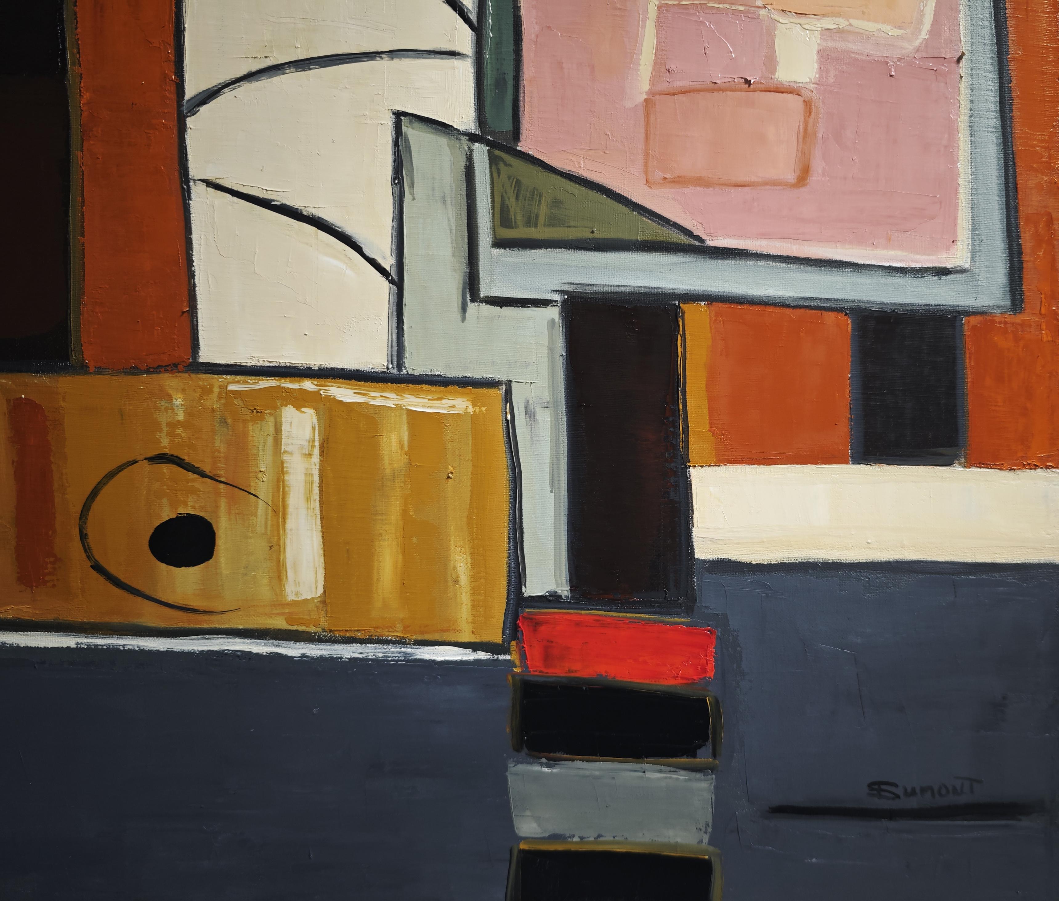Autour de l'atelier — Post cubism, Textured Oil Painting, Artist Studio, French For Sale 8